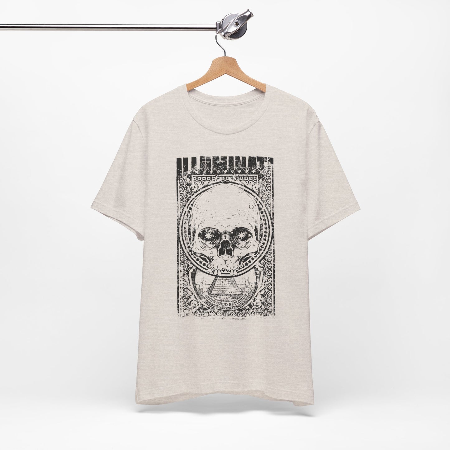 Skull Circle Graphic T-Shirt Vintage Etching Illustration Art Design Tee A-9