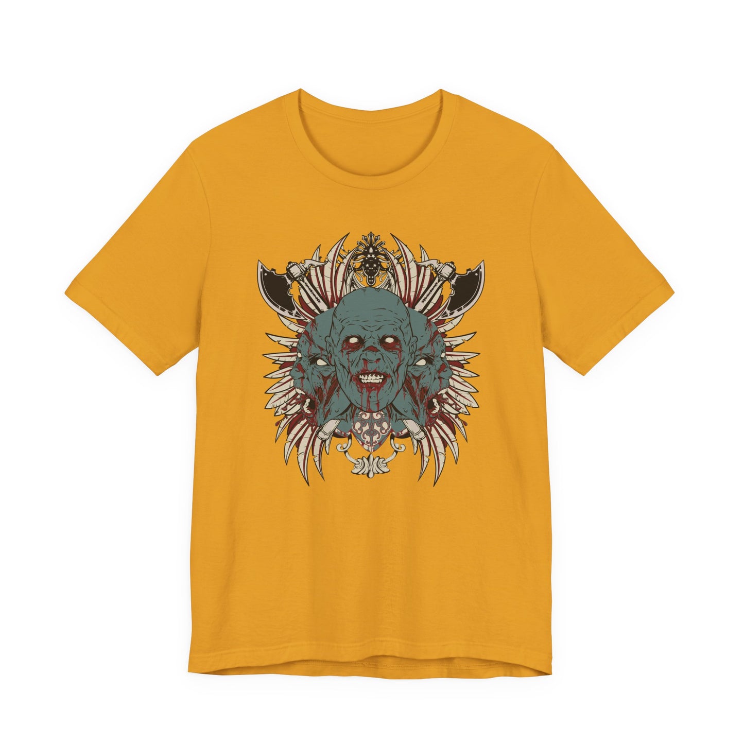 Zombie Skull Mandala T-Shirt Horror Graphic Tee, Gothic Skull Art-54-2