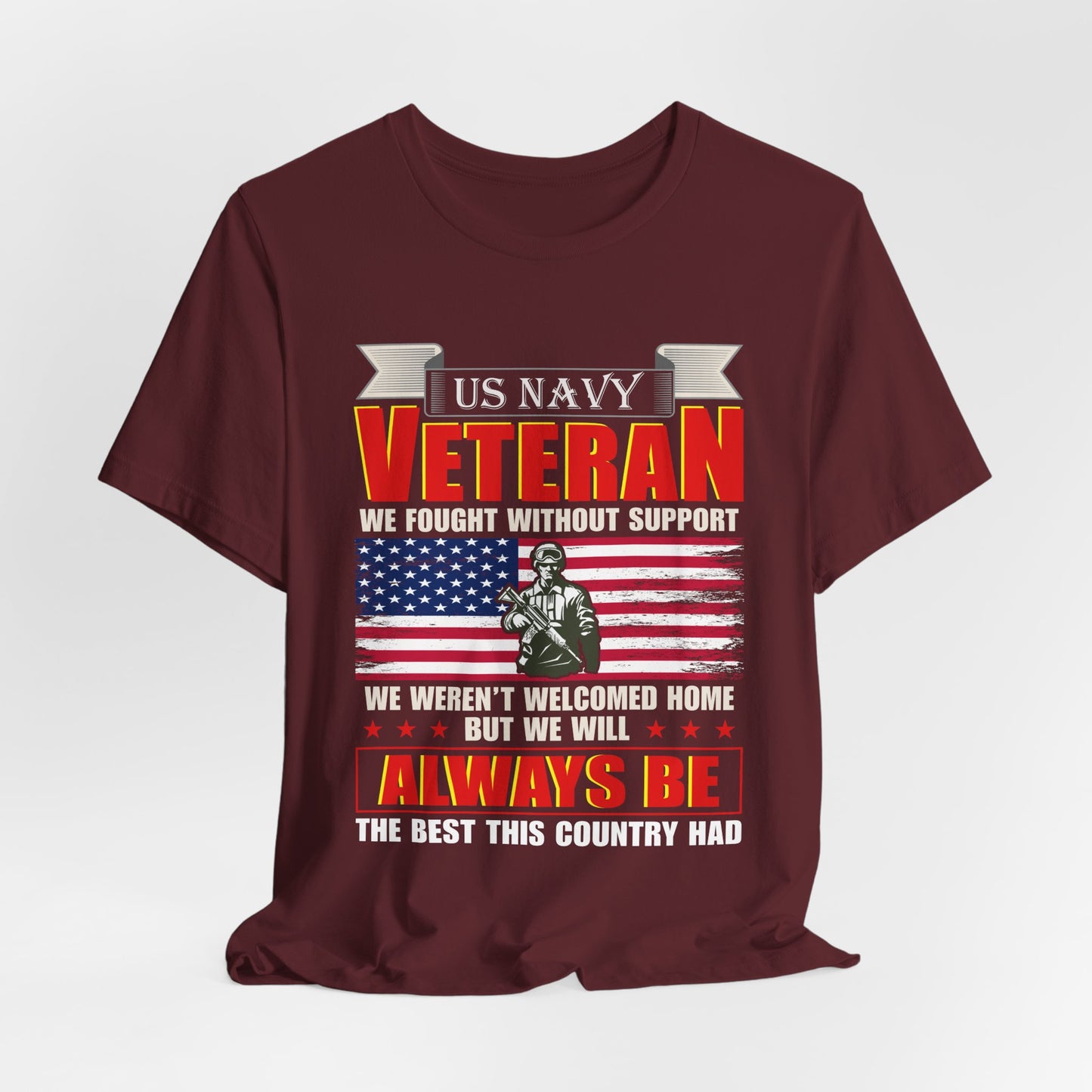 US Navy Veteran T-Shirt American Flag Soldier Graphic Patriotic Military Unisex Cotton v42
