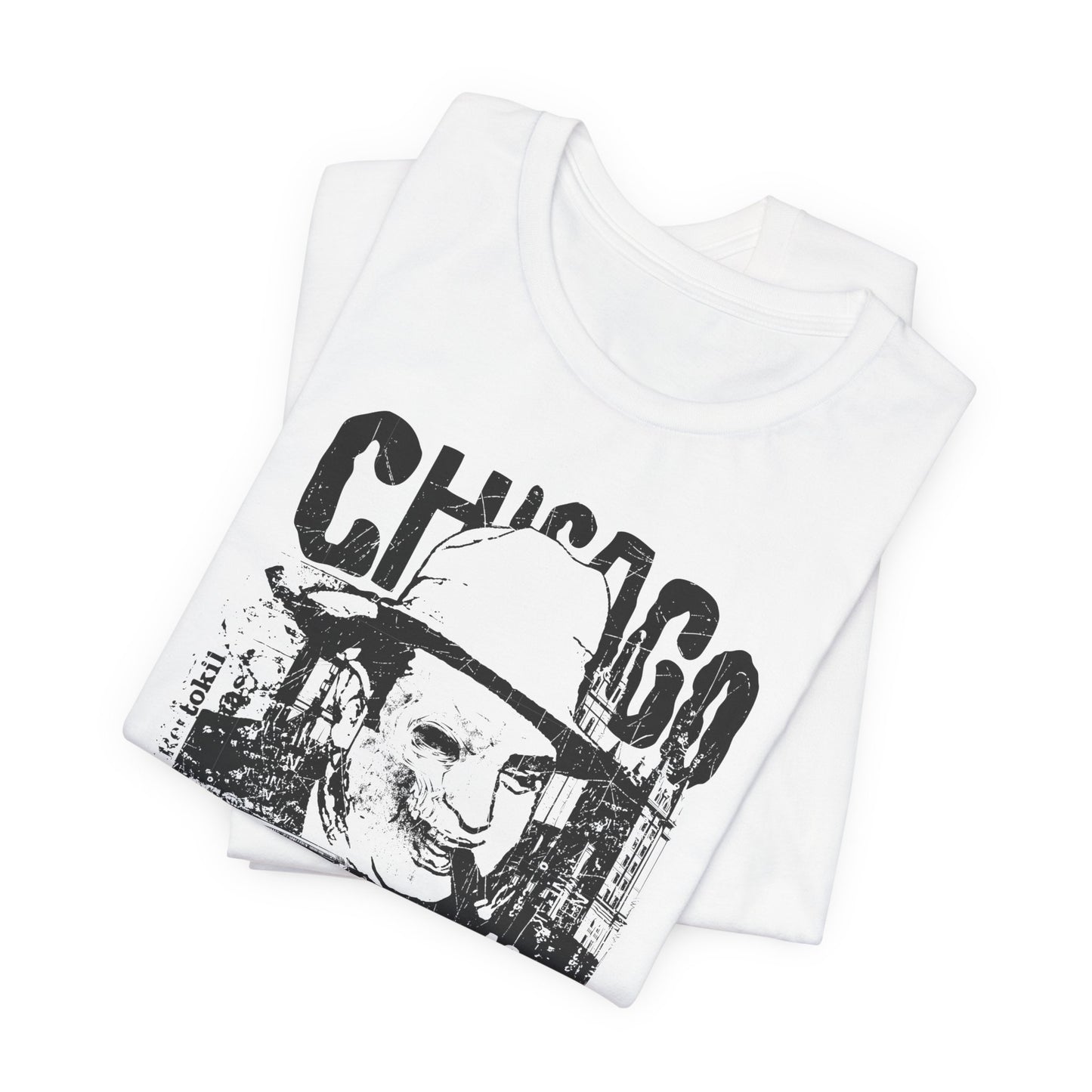 Chicago Retro Mobster Illustration Tee Vintage Car Cityscape Art Design T-Shirt A-8