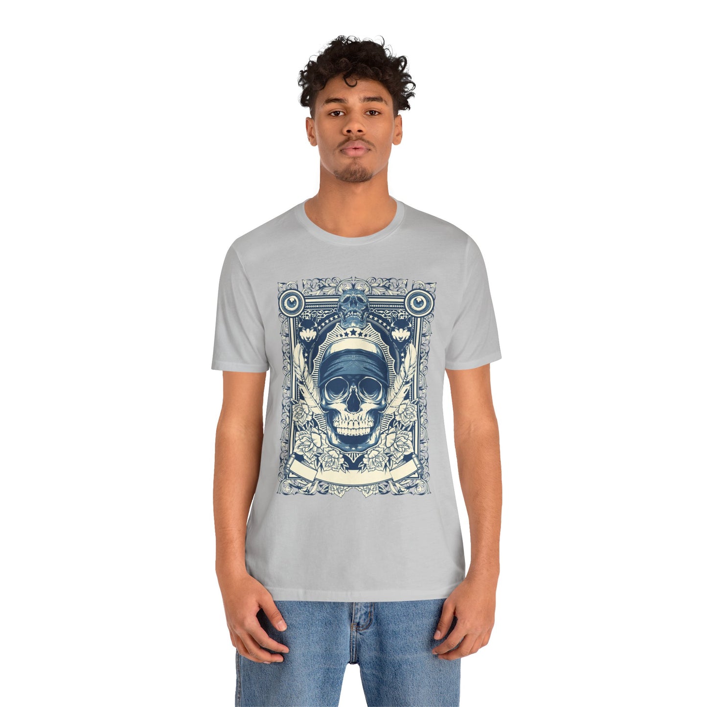 Skull Crown Graphic Tee Vintage Ornate Skull Illustration Rock Band T-Shirt
