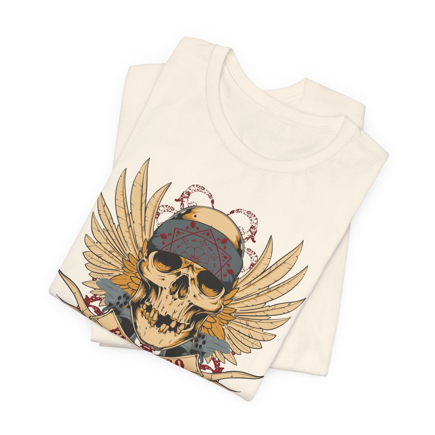El Gringo Skull with Wings T-Shirt Vintage Tattoo Style Art-53