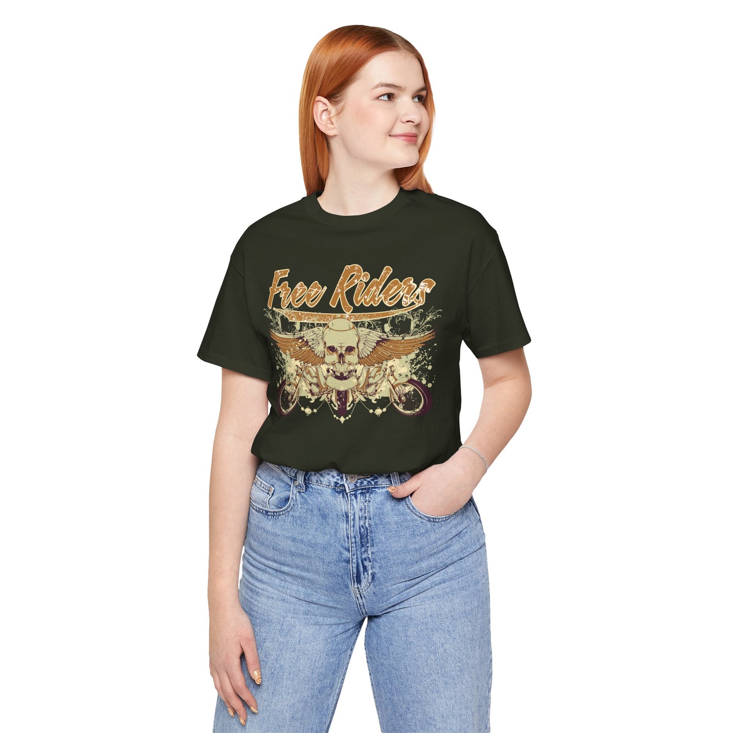 Free Riders Skull Motorcycle Tee Biker Graphic Art Design T-Shirt A-1