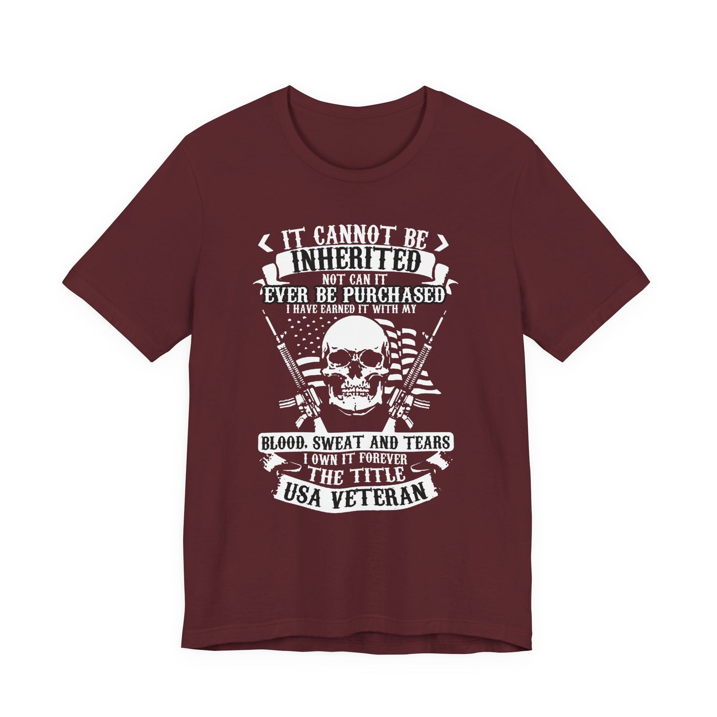 USA Veteran skull flag crossed rifles T-Shirt Military pride Unisex Cotton tee v54