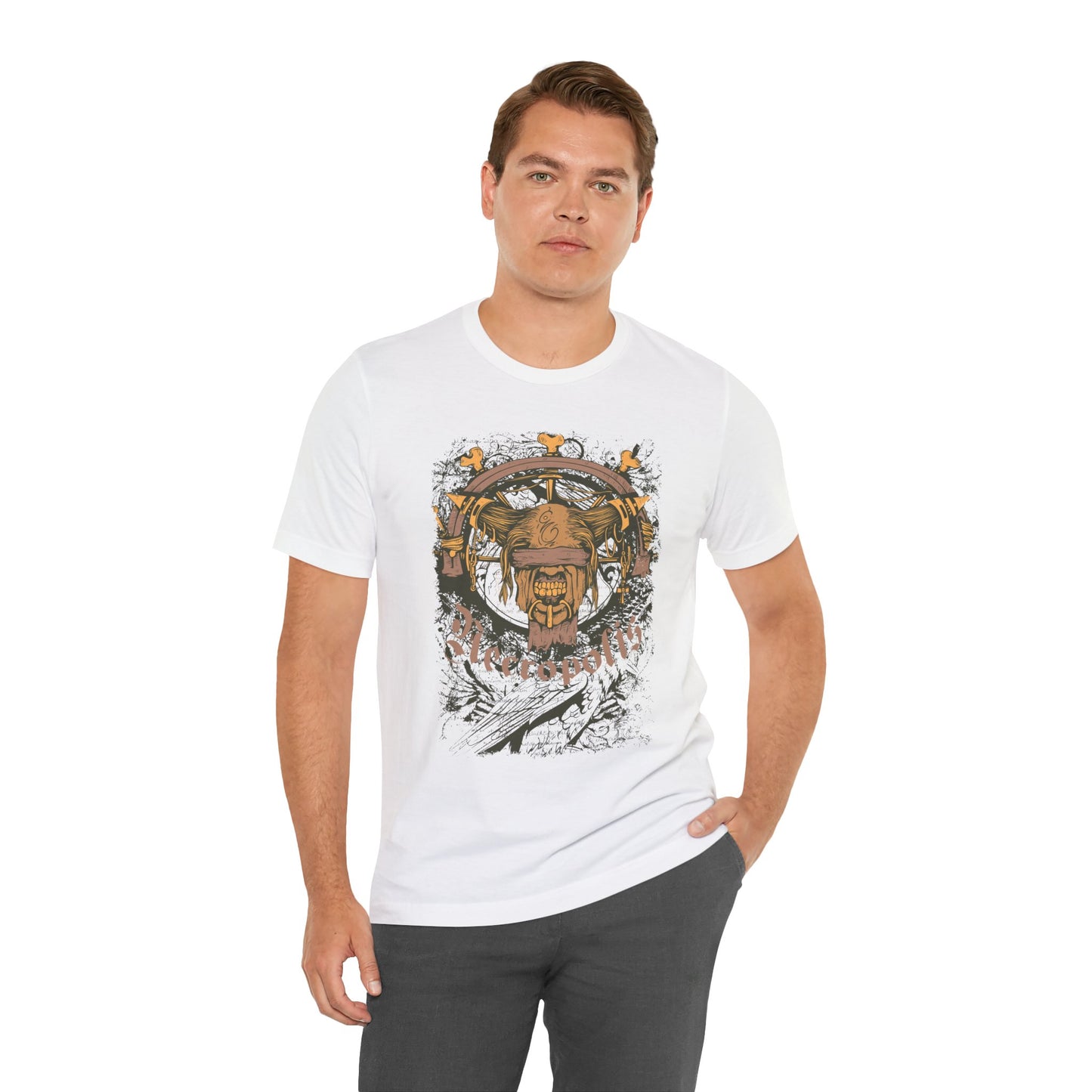 Skull Nordic Warrior Graphic Unisex Cotton T-Shirt r12