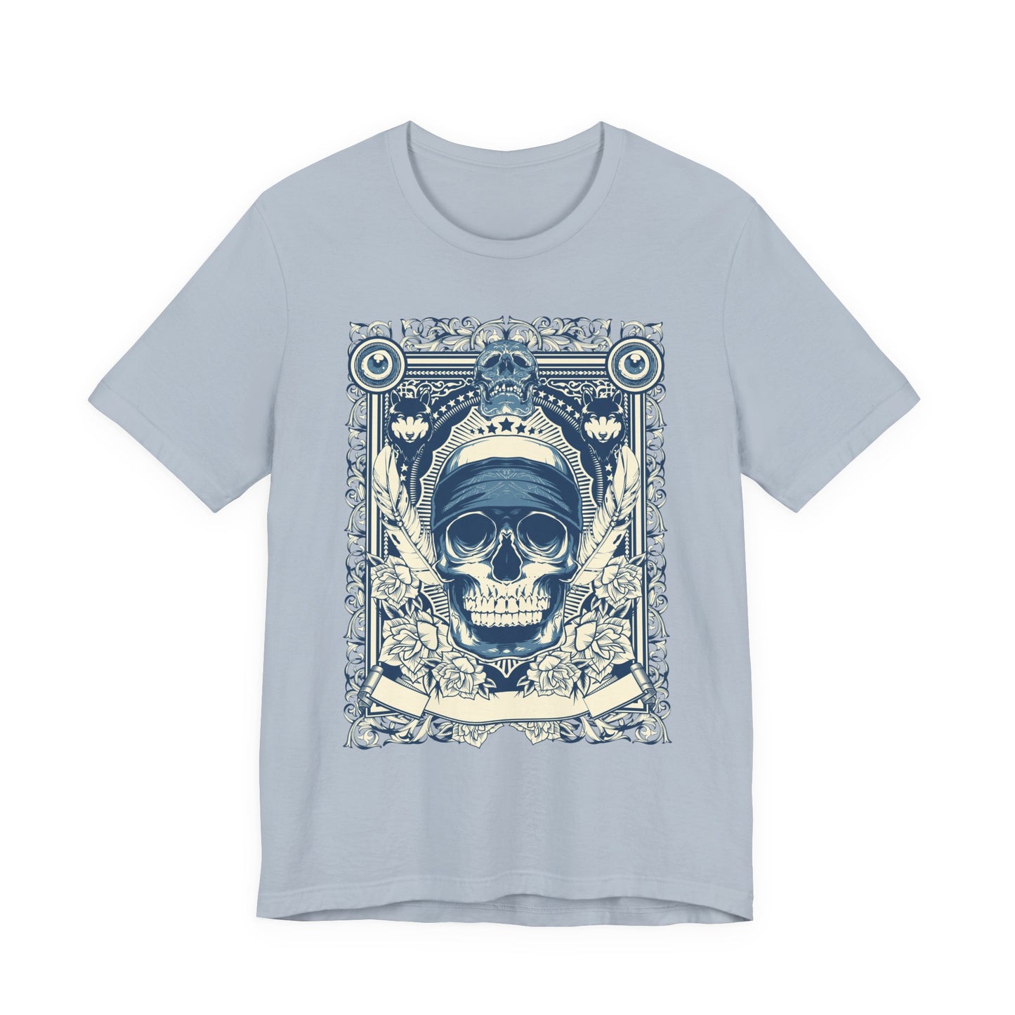 Skull Crown Graphic Tee Vintage Ornate Skull Illustration Rock Band T-Shirt