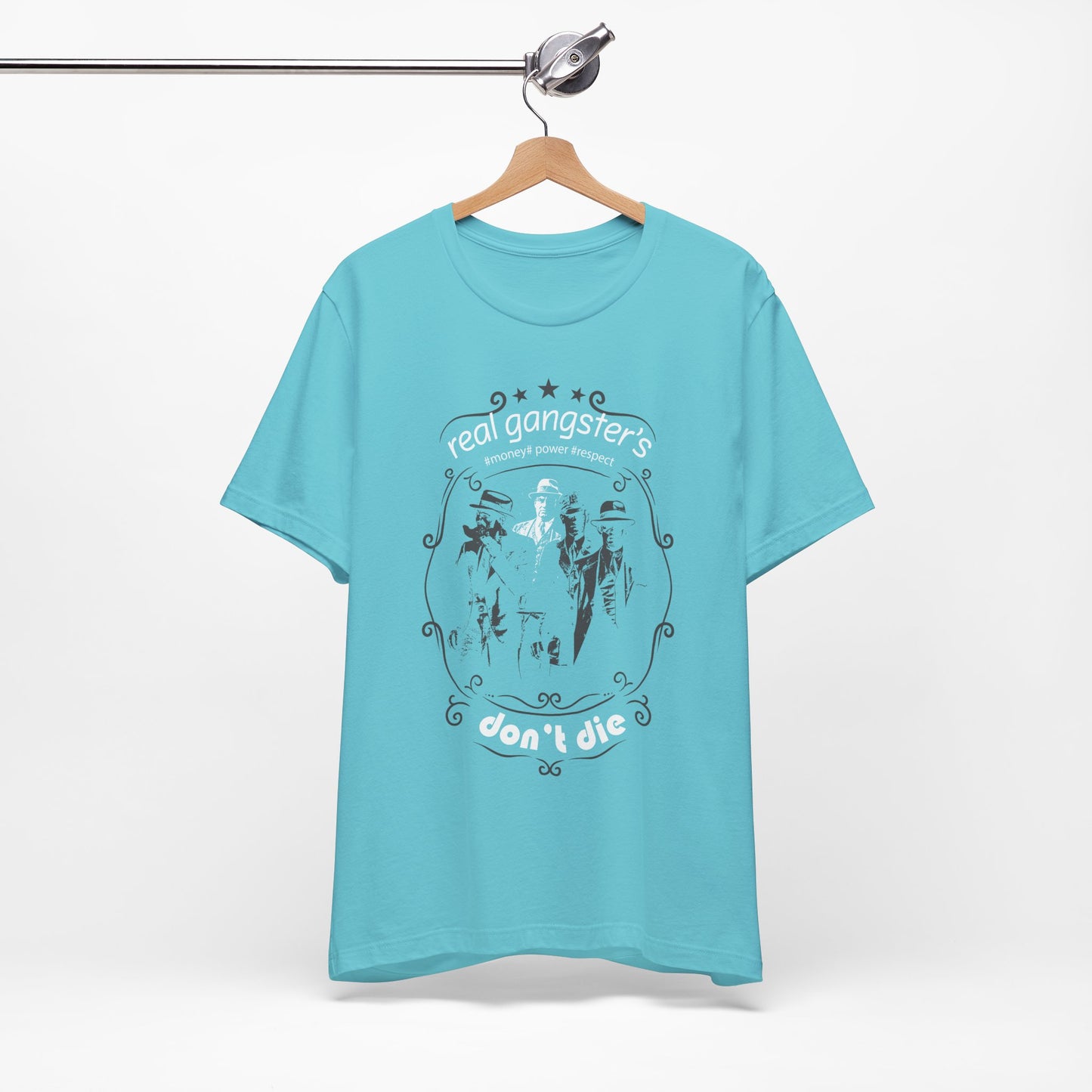 Real Gangsters Don't Die T-Shirt Vintage Outlaw Illustration Retro Biker Tee A-3