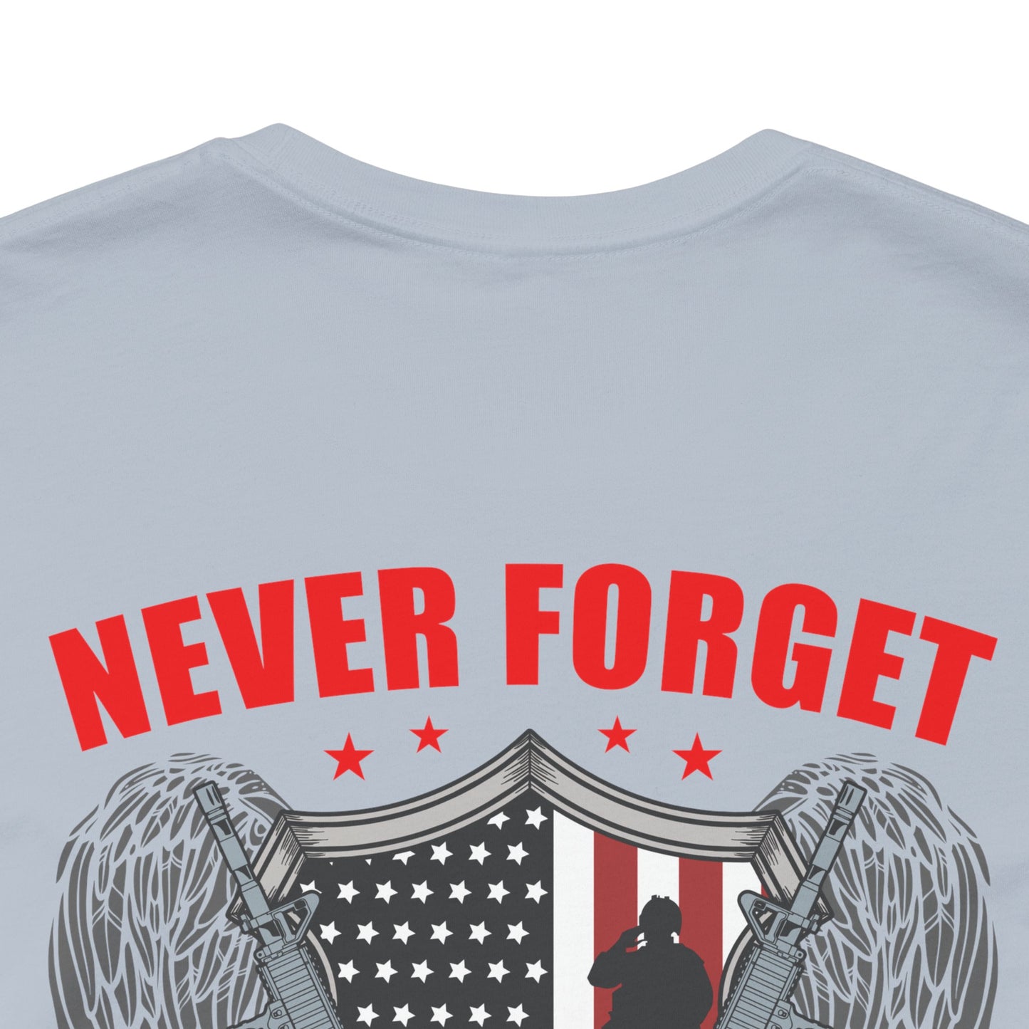 Never Forget Our Fallen Heroes T-Shirt American Flag Shield Eagles Unisex Cotton v39