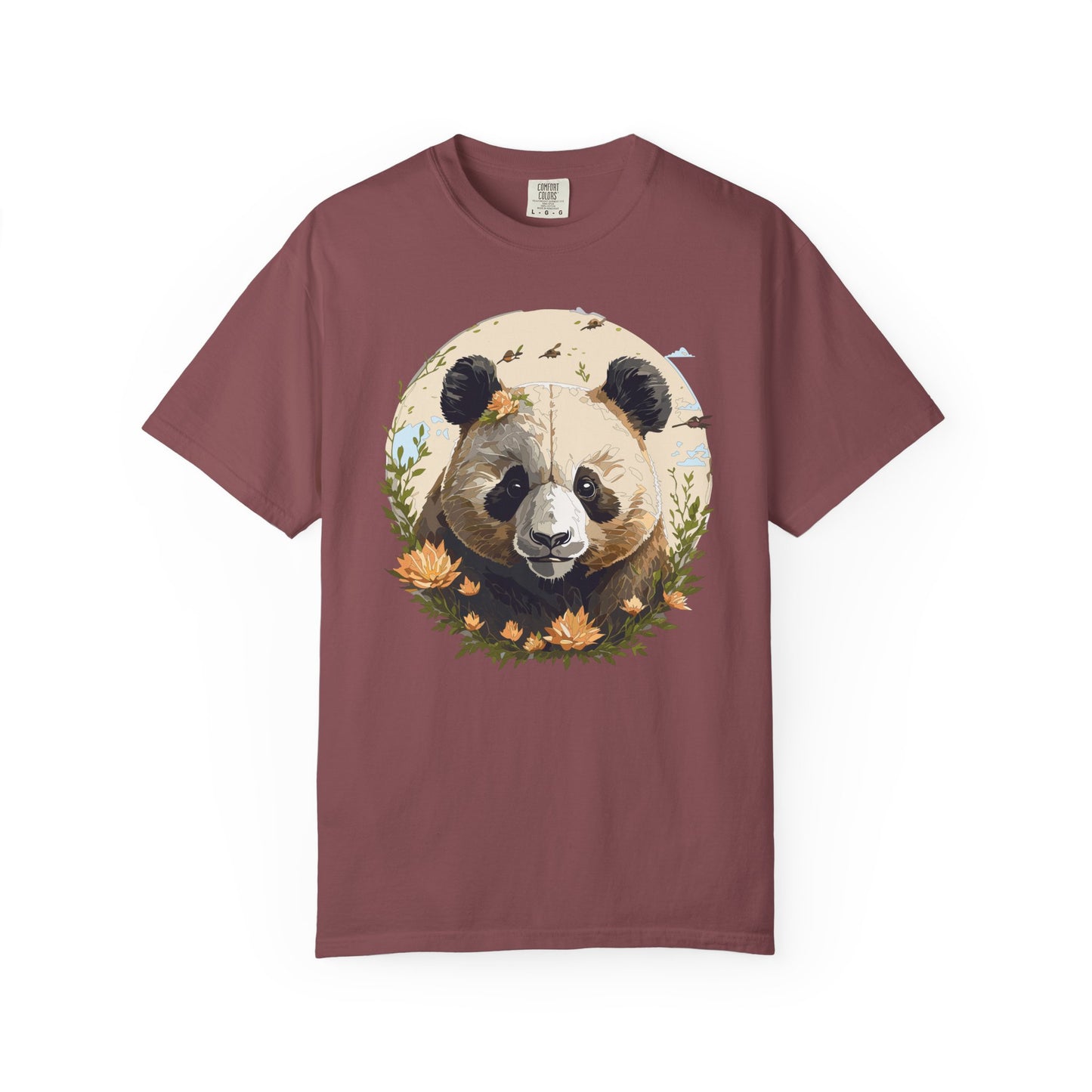 Panda Portrait T-Shirt Unisex Cotton Floral Meadow Circle Animal Art Tee p9