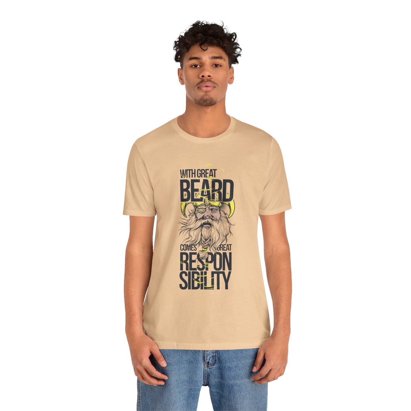With Great Beard Comes Great Responsibility Tee Viking Beard Graphic Shirt A-2