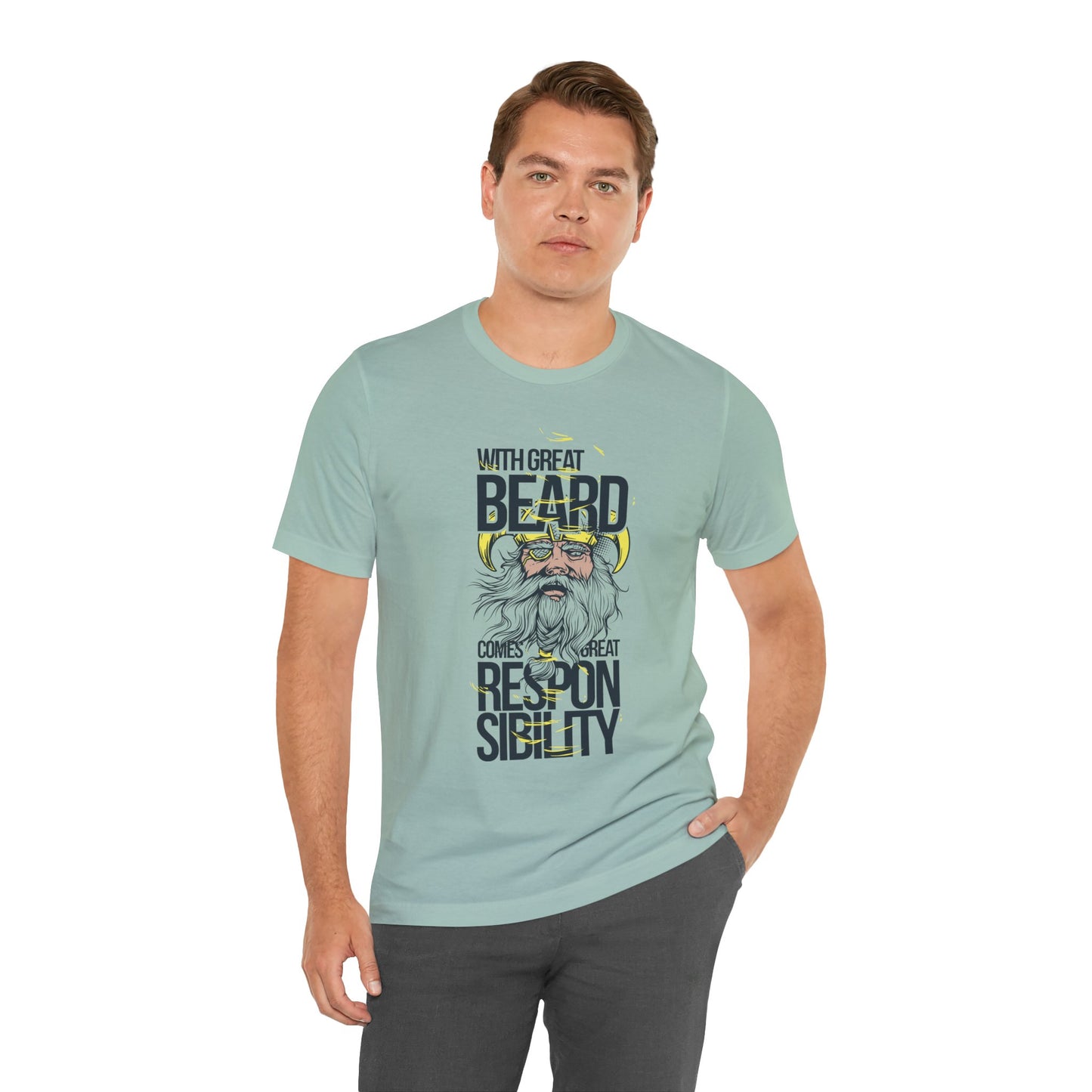 With Great Beard Comes Great Responsibility Tee Viking Beard Graphic Shirt A-2