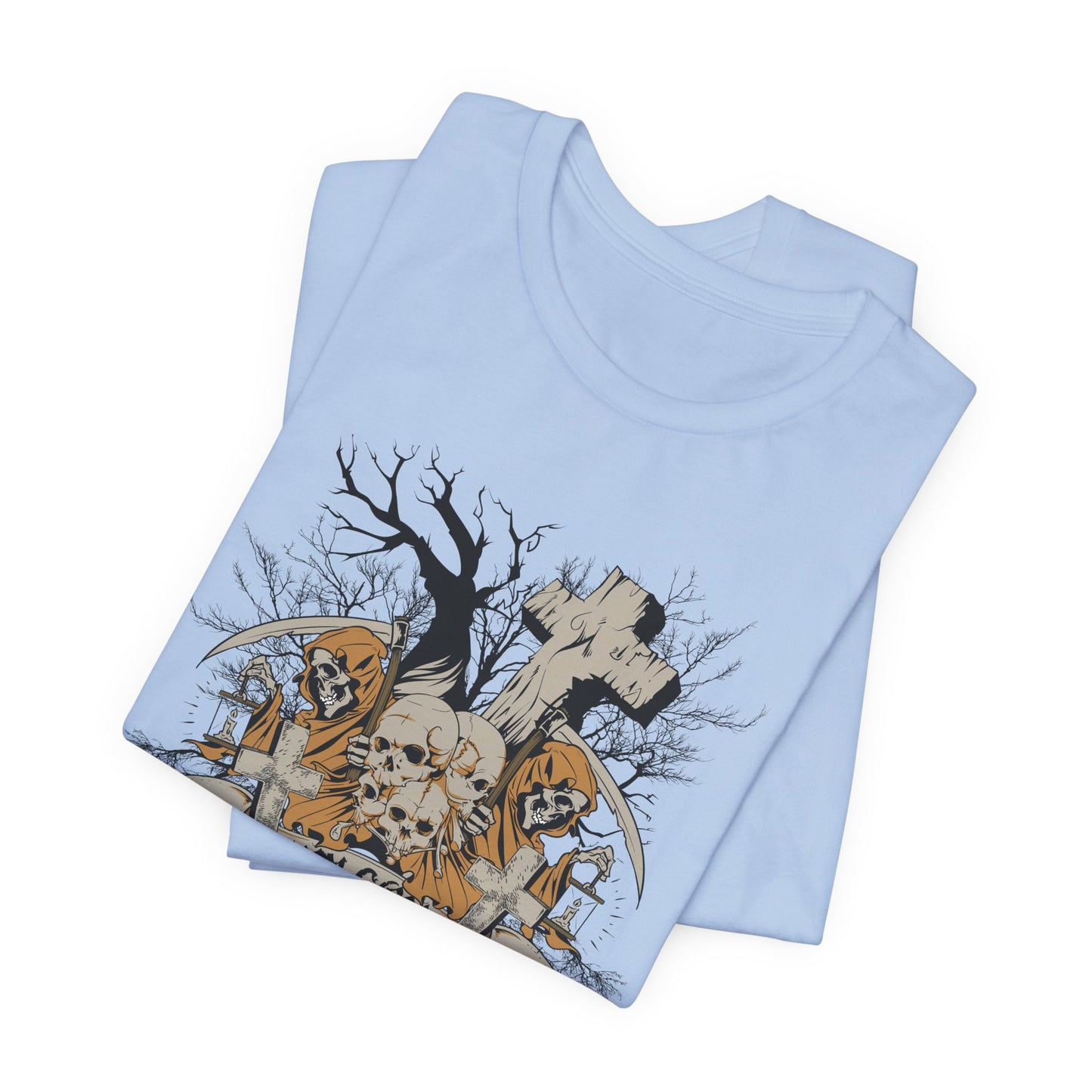 Skull Halloween Graphic Design Unisex Cotton T-Shirt Art-50