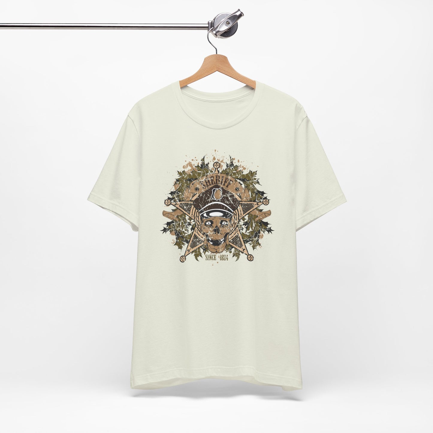 Skull Floral Emblem Graphic Unisex Cotton Tee Art-45