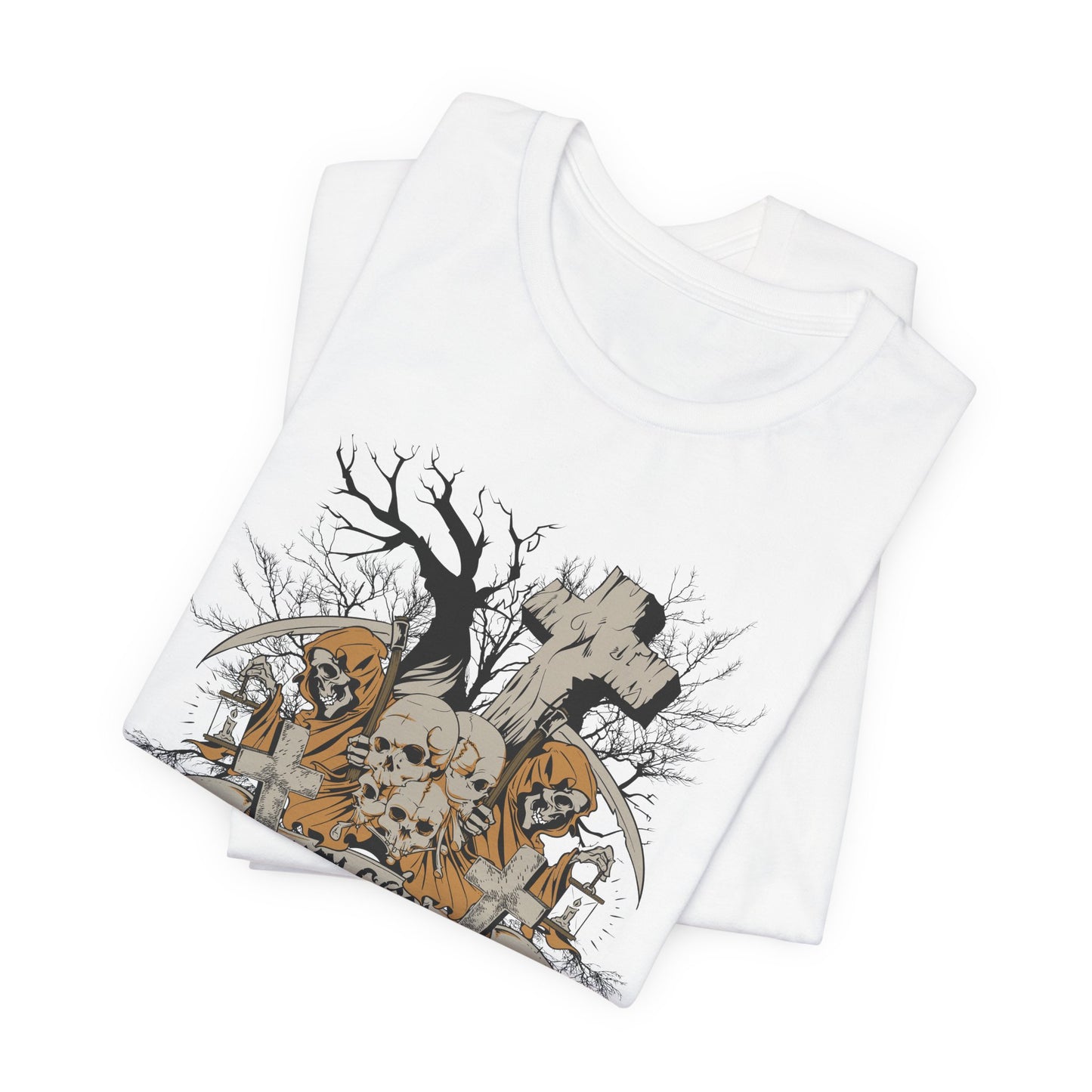 Skull Halloween Graphic Design Unisex Cotton T-Shirt Art-50