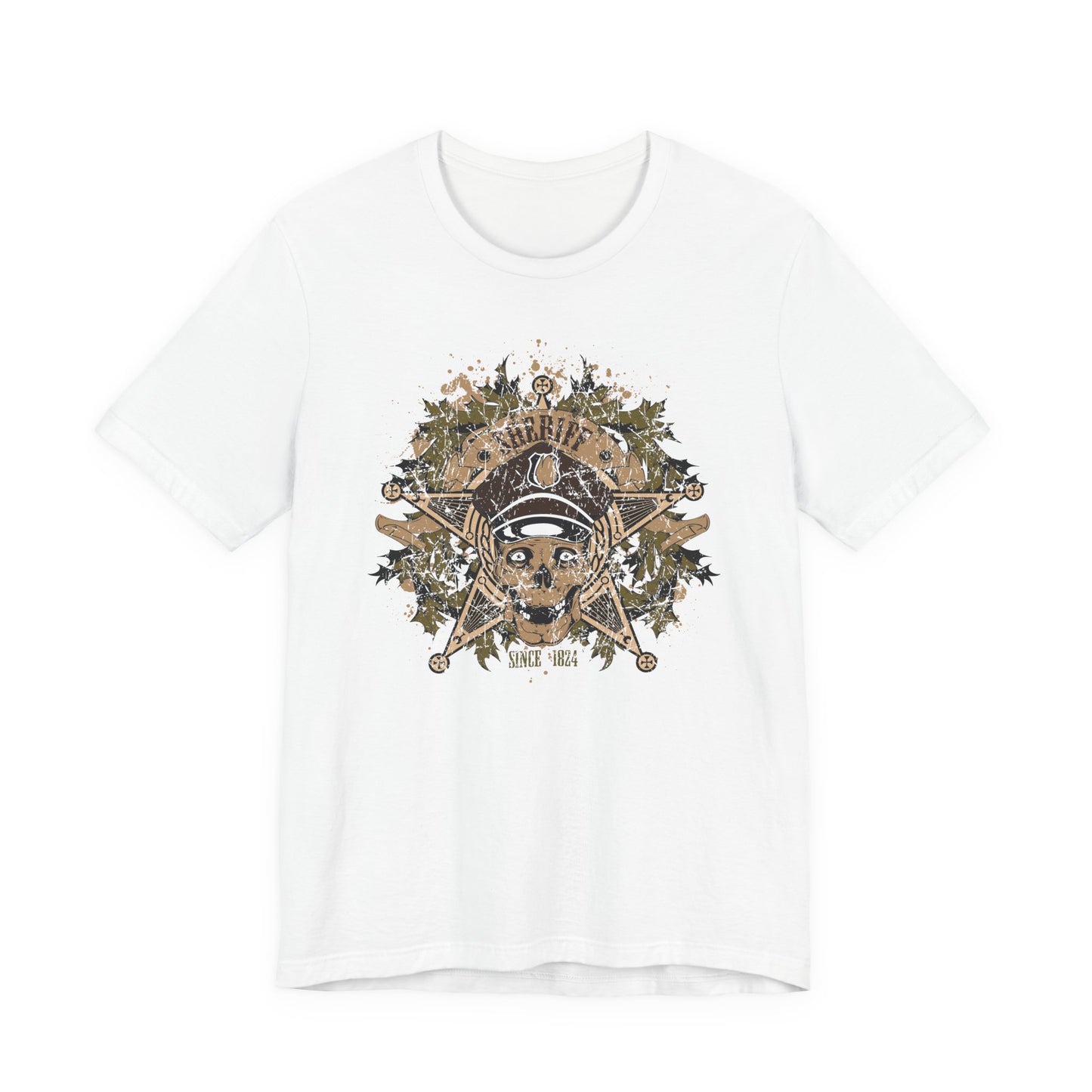 Skull Floral Emblem Graphic Unisex Cotton Tee Art-45