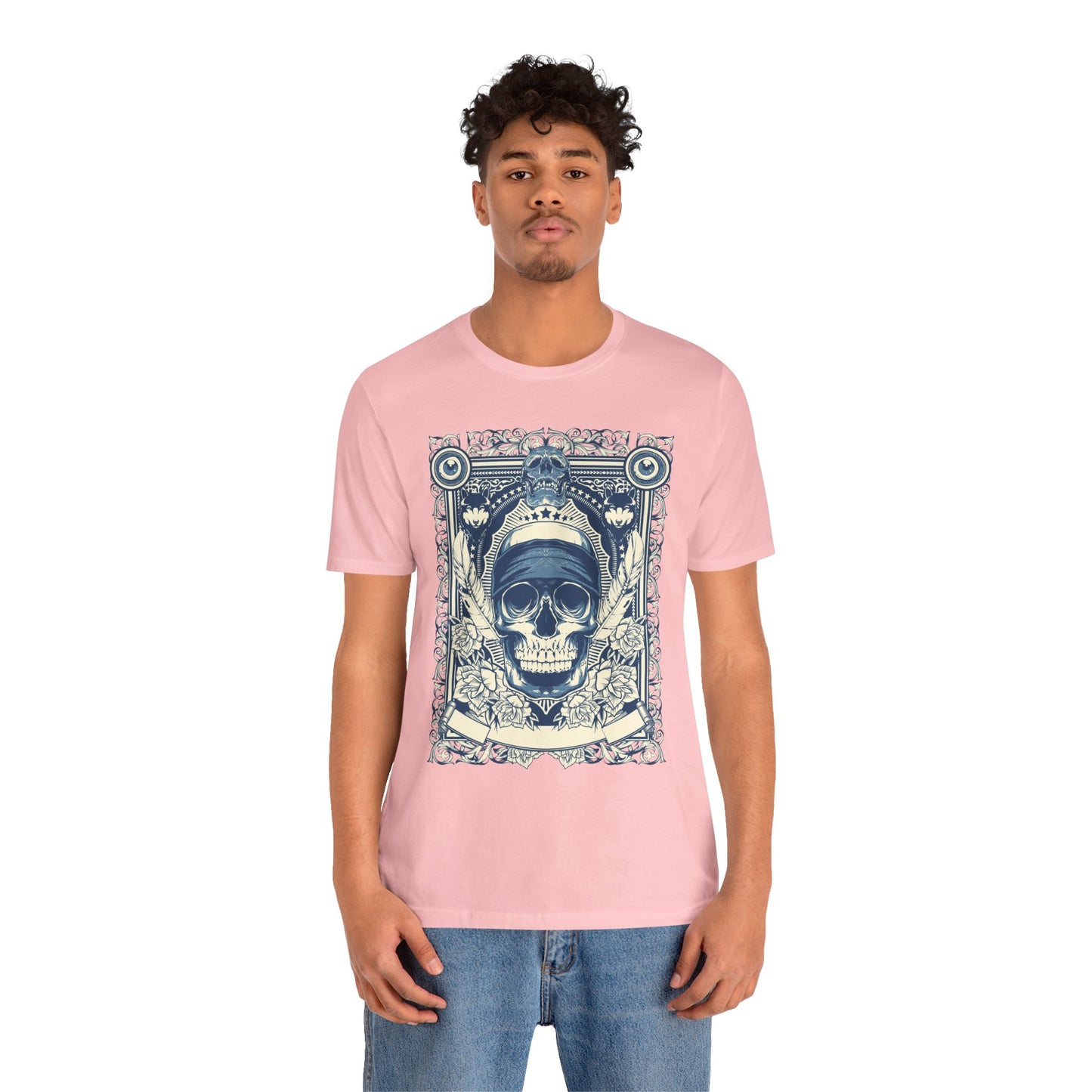 Skull Crown Graphic Tee Vintage Ornate Skull Illustration Rock Band T-Shirt