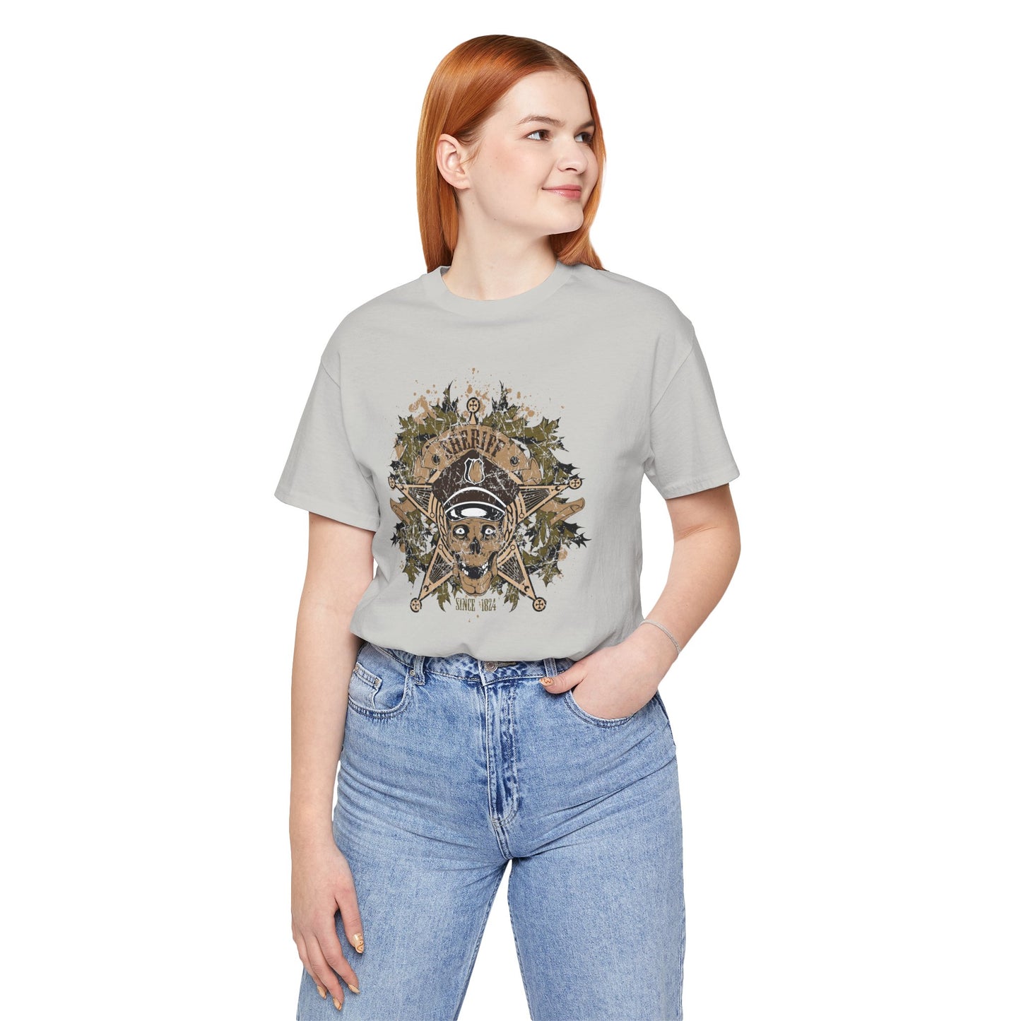 Skull Floral Emblem Graphic Unisex Cotton Tee Art-45