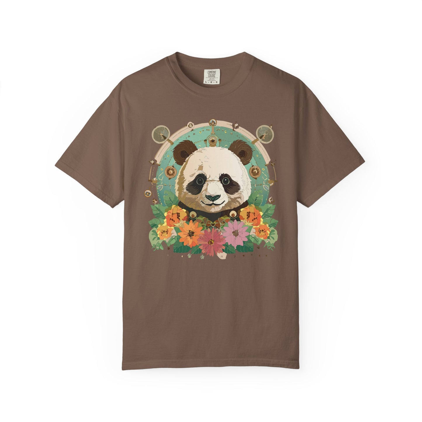 Panda Portrait T-Shirt Unisex Cotton Floral Chinese Graphic Circle Animal Art Tee p3