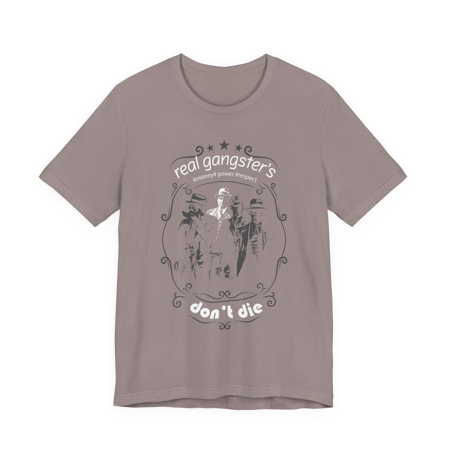 Real Gangsters Don't Die T-Shirt Vintage Outlaw Illustration Retro Biker Tee A-3