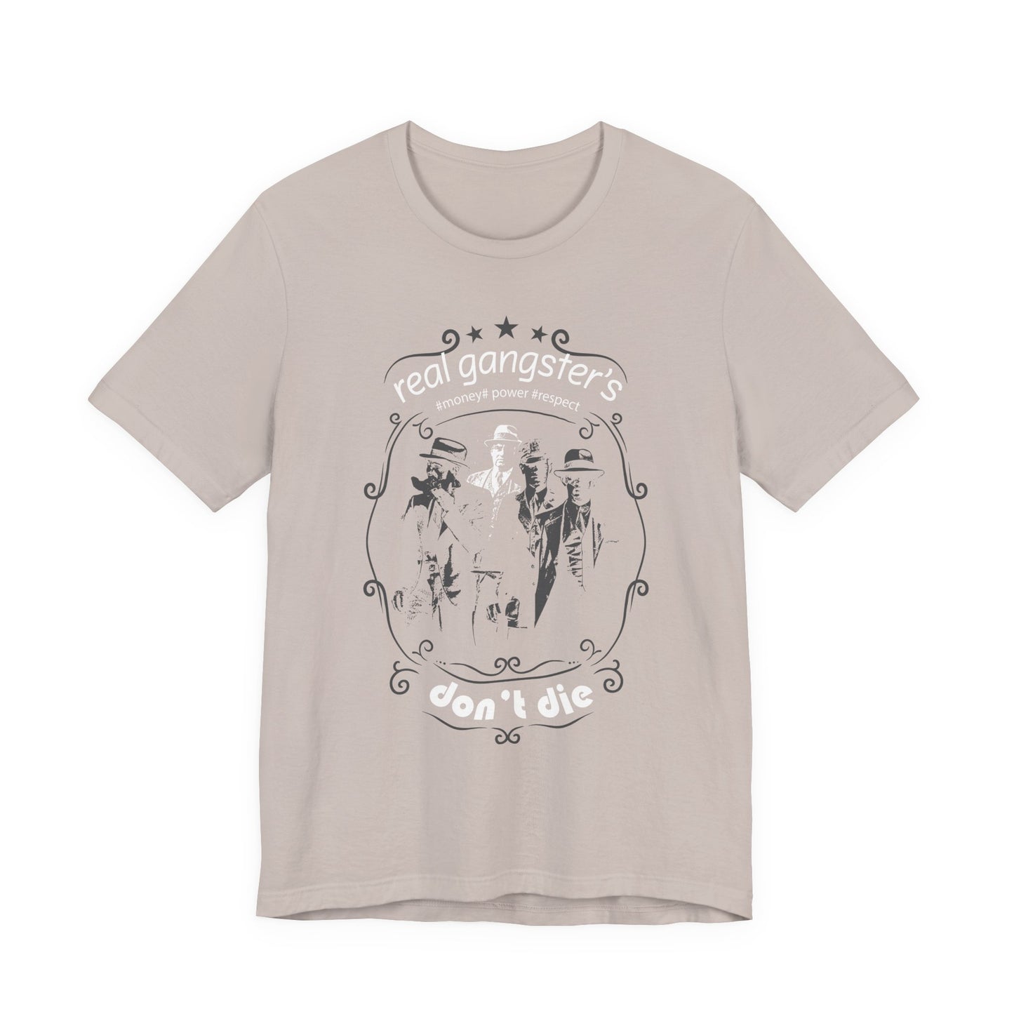 Real Gangsters Don't Die T-Shirt Vintage Outlaw Illustration Retro Biker Tee A-3