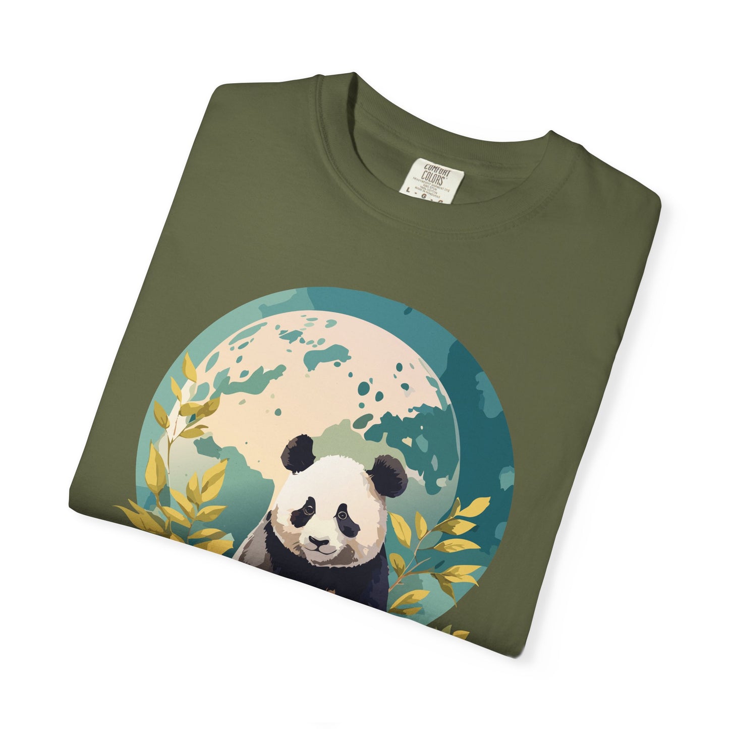 Panda Portrait T-Shirt Unisex Cotton Floral Chinese Graphic Circle Animal Art Tee pp6