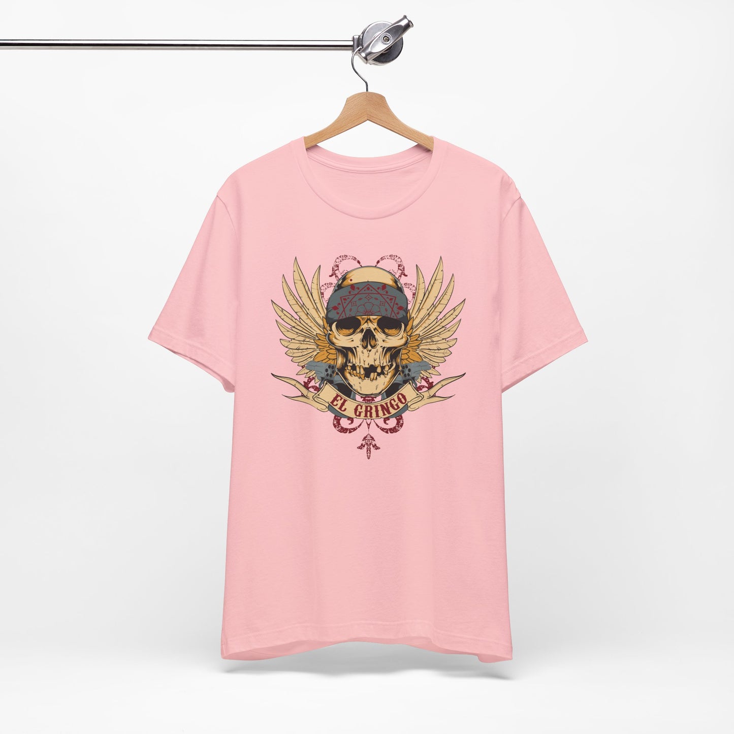 El Gringo Skull with Wings T-Shirt Vintage Tattoo Style Art-53