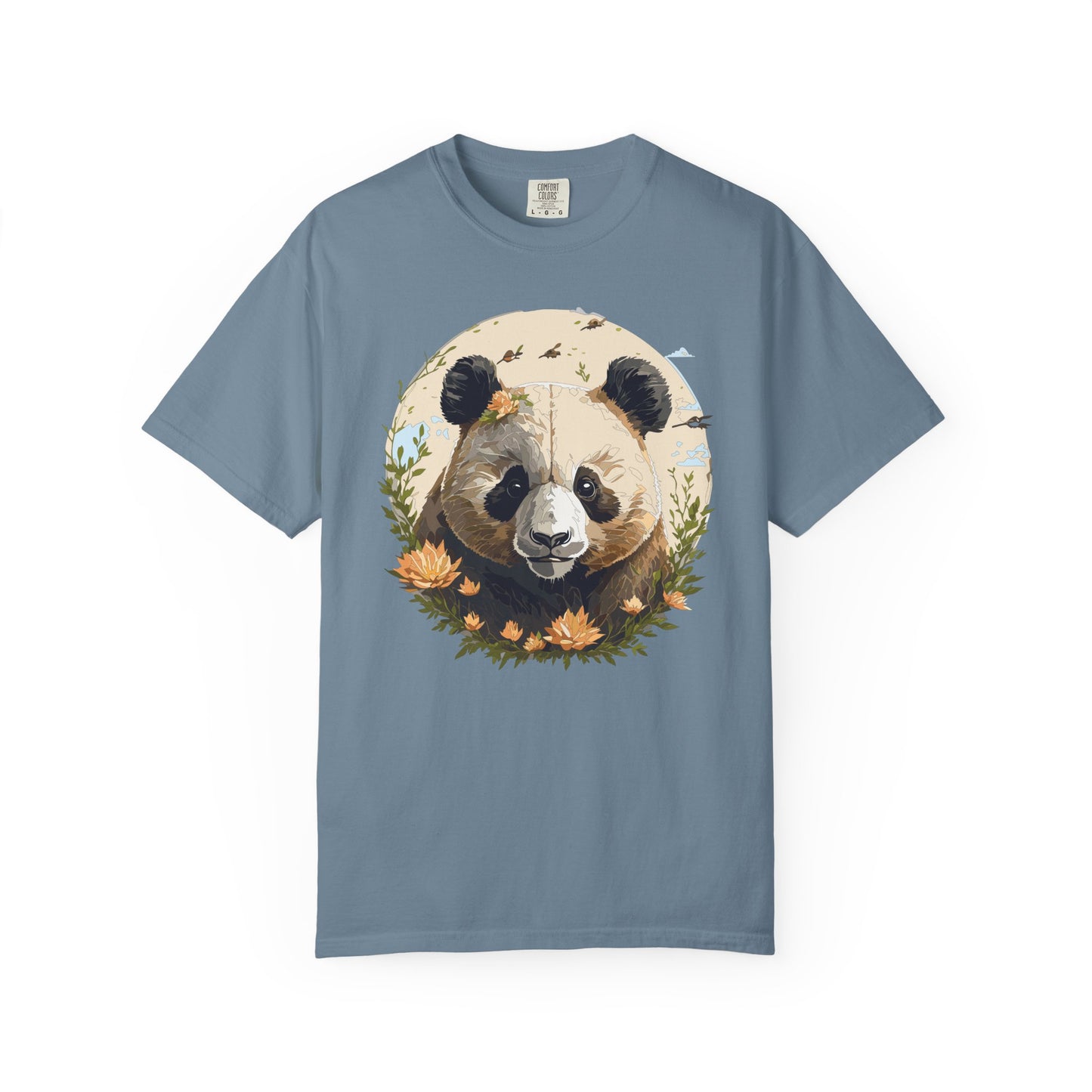 Panda Portrait T-Shirt Unisex Cotton Floral Meadow Circle Animal Art Tee p9