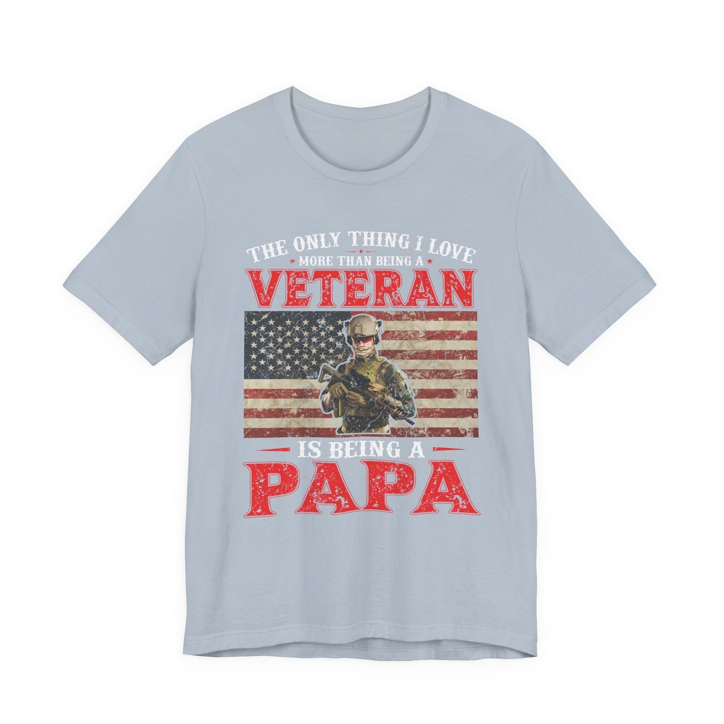 Veteran with American Flag Papa T-Shirt Military Grandpa Unisex Cotton Tee v30