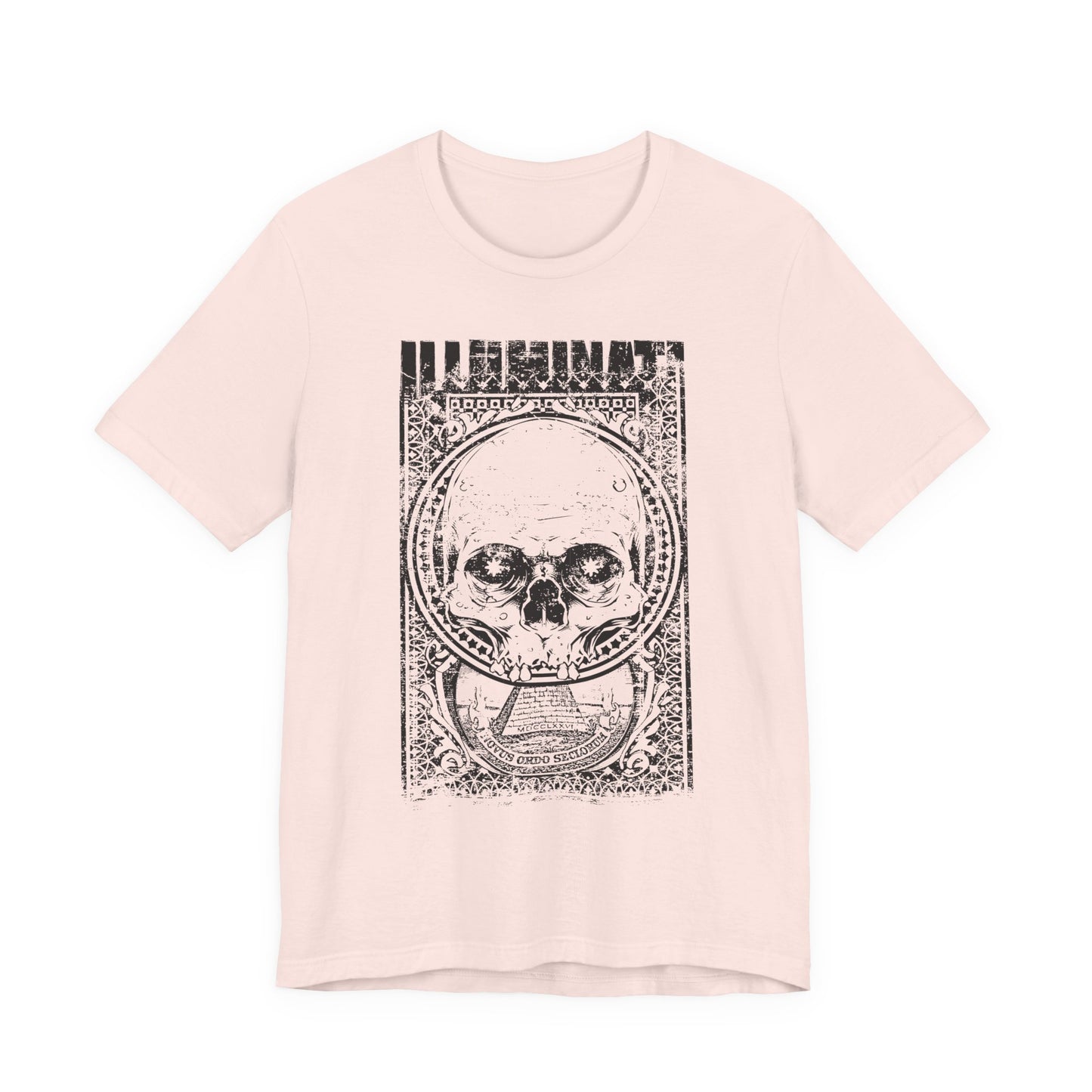 Skull Circle Graphic T-Shirt Vintage Etching Illustration Art Design Tee A-9