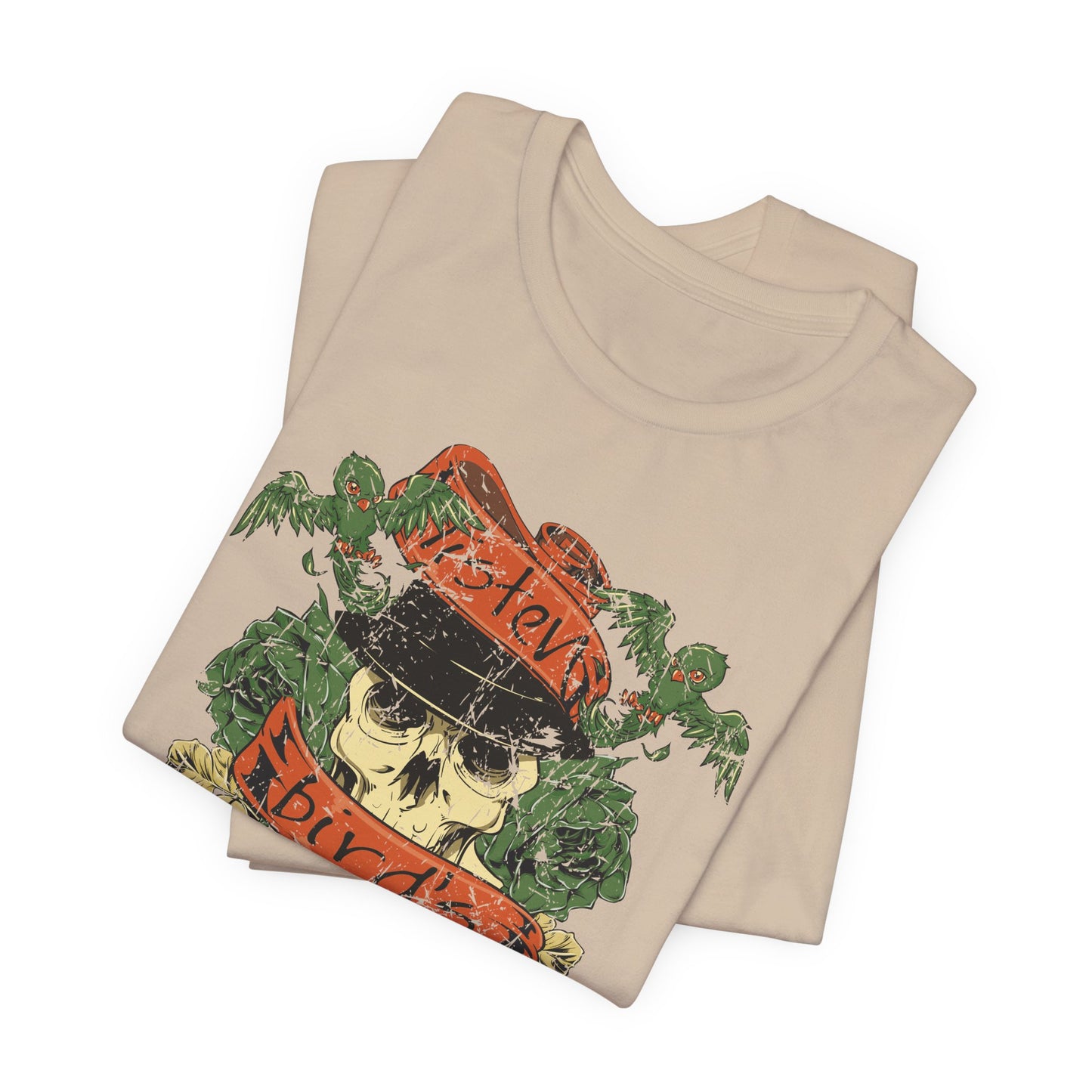 Skull Floral Tattoo Style Graphic Design Unisex Cotton T-Shirt Art-38