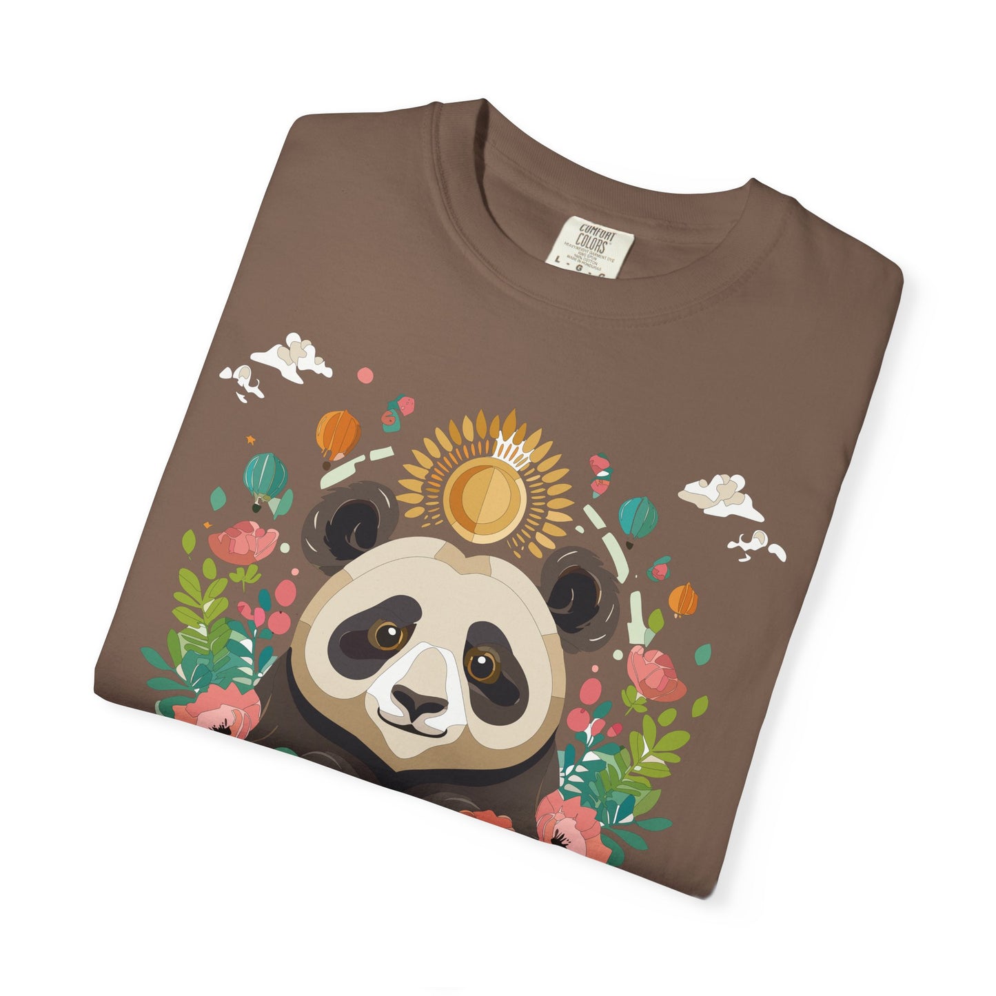Panda Portrait T-Shirt Unisex Cotton Floral Chinese Graphic Circle Animal Art Tee p4