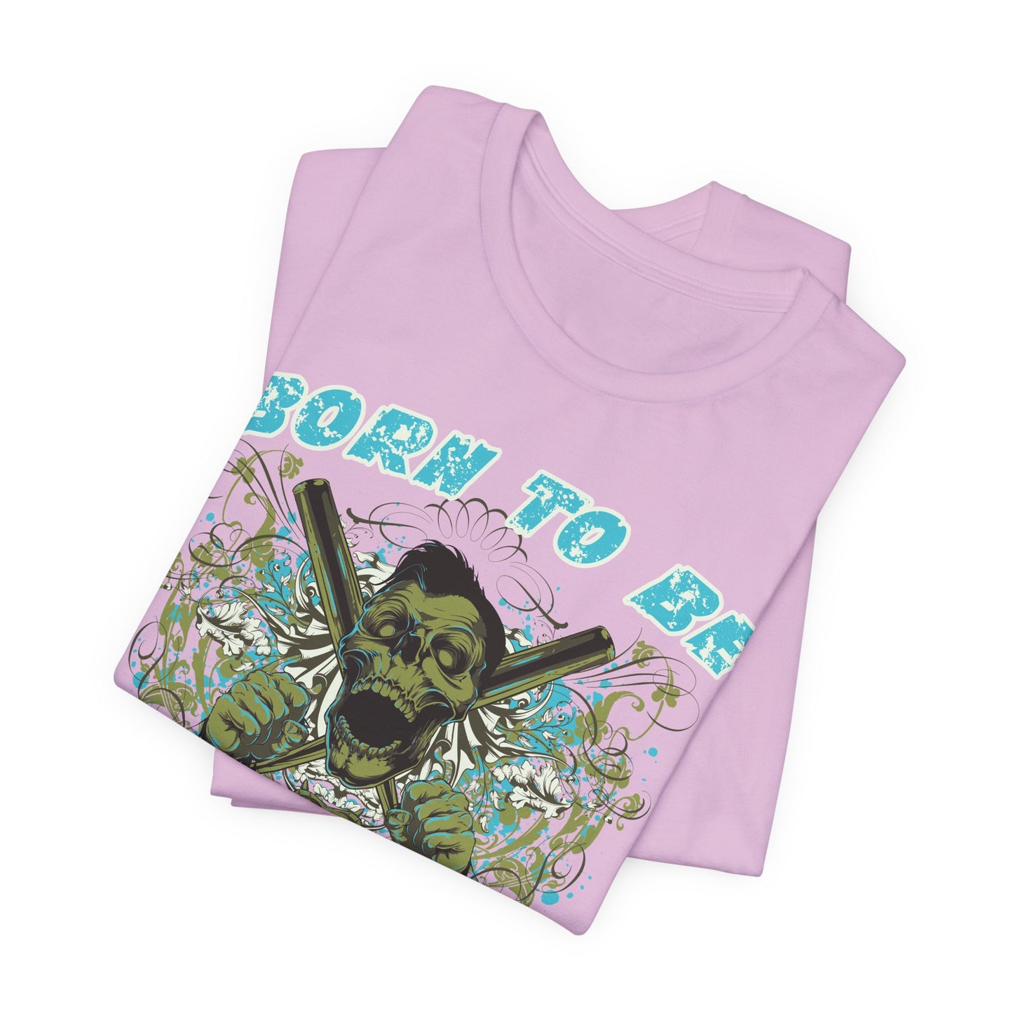 Born To Be Cage Fighter Tee Skull Crossed Knives Graphic T-Shirt