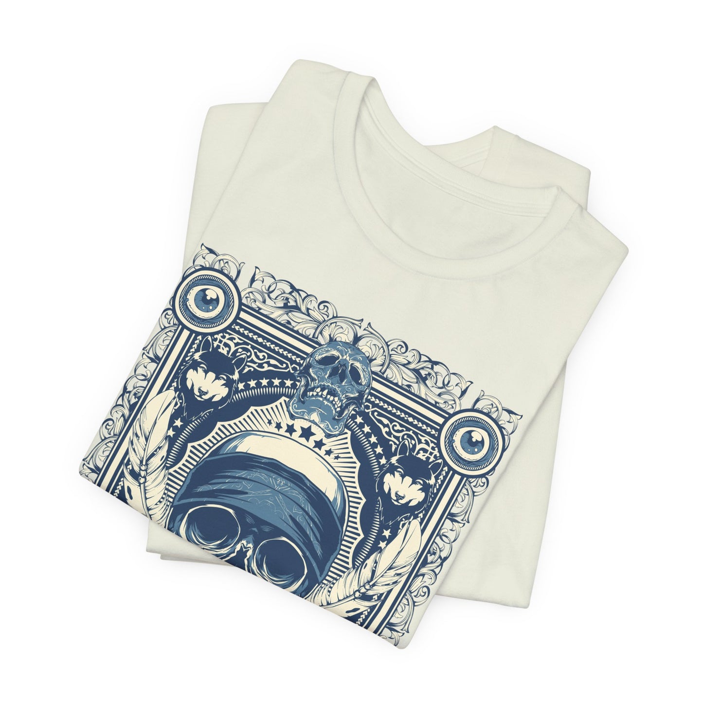 Skull Crown Graphic Tee Vintage Ornate Skull Illustration Rock Band T-Shirt