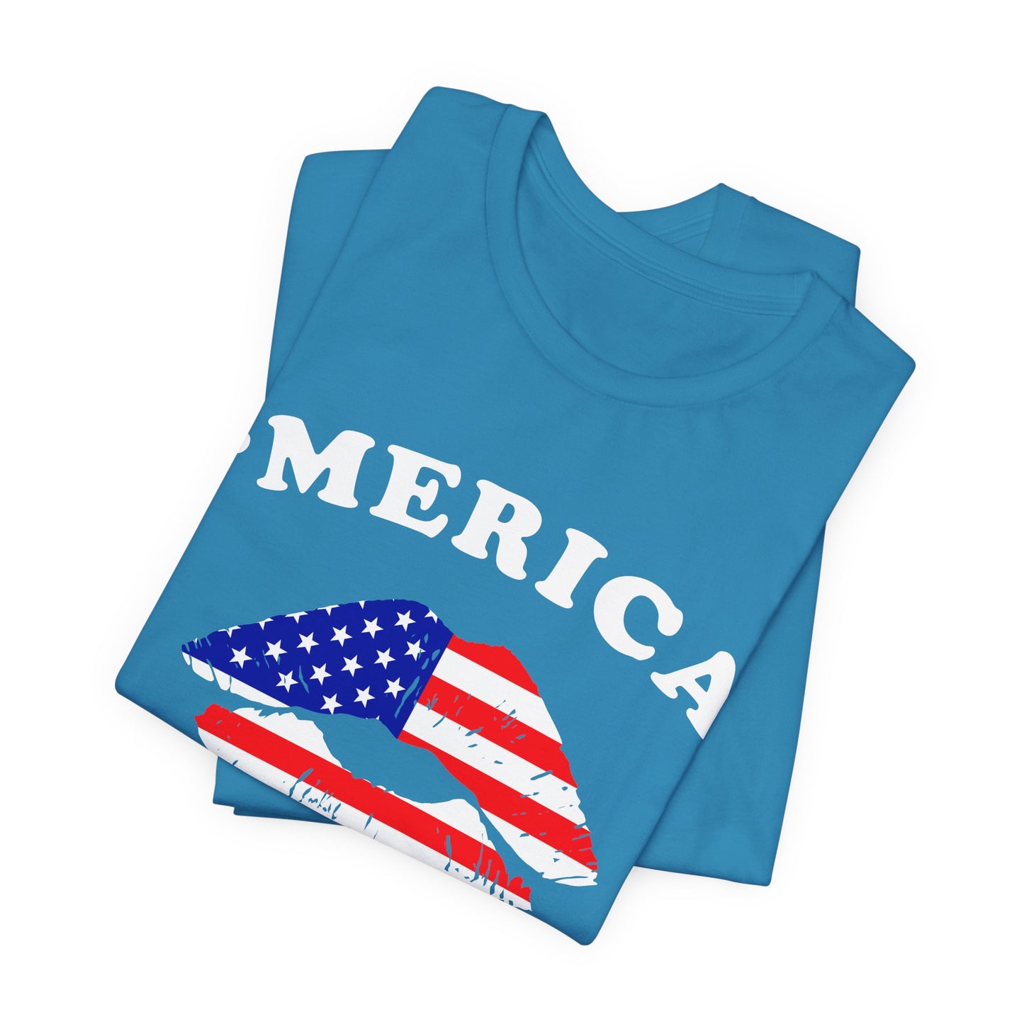 American Flag Lip Graphic Unisex Cotton T-Shirt a9