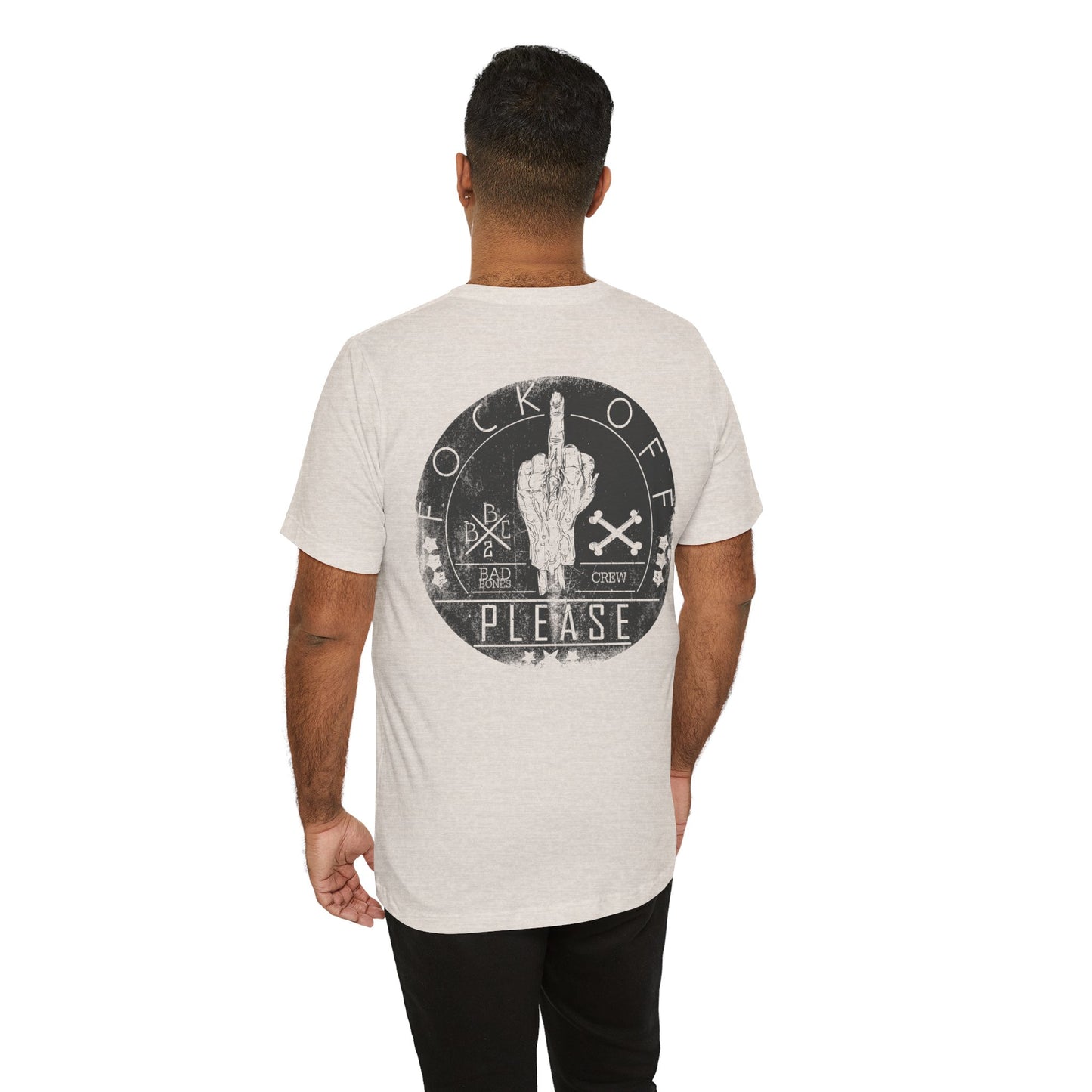 Fk Off Please tee Graphic Middle Finger Skull Design T-Shirt A-11