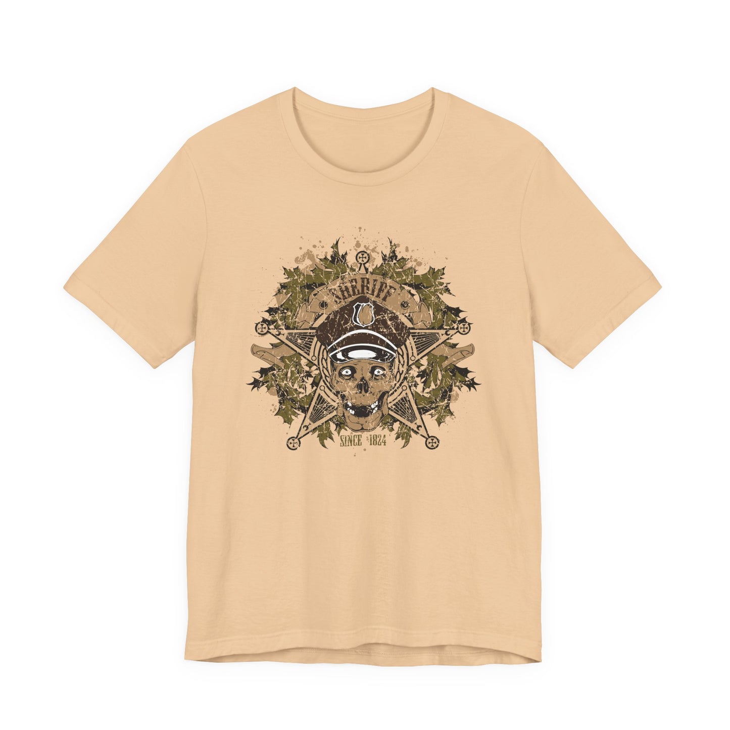 Skull Floral Emblem Graphic Unisex Cotton Tee Art-45