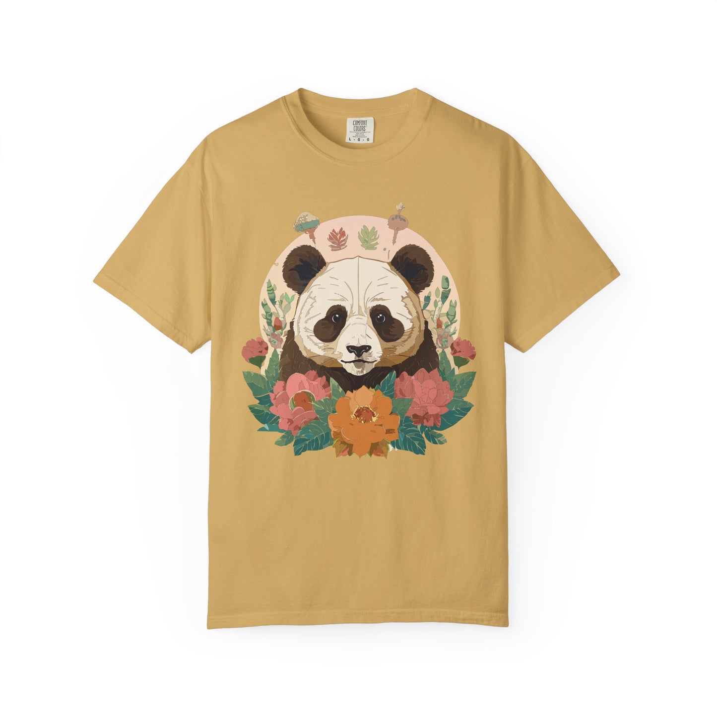 Panda Portrait T-Shirt Unisex Cotton Floral Chinese Graphic Circle Animal Art Tee p2