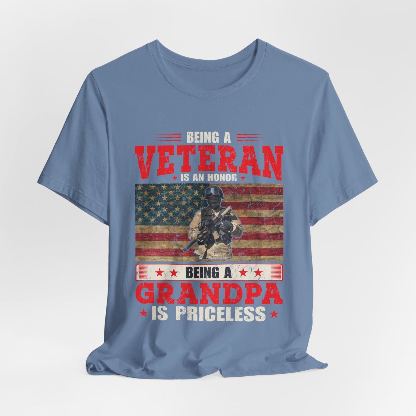 Veteran Grandpa T-Shirt American Flag Soldier Grandpa Unisex Cotton Tee v34