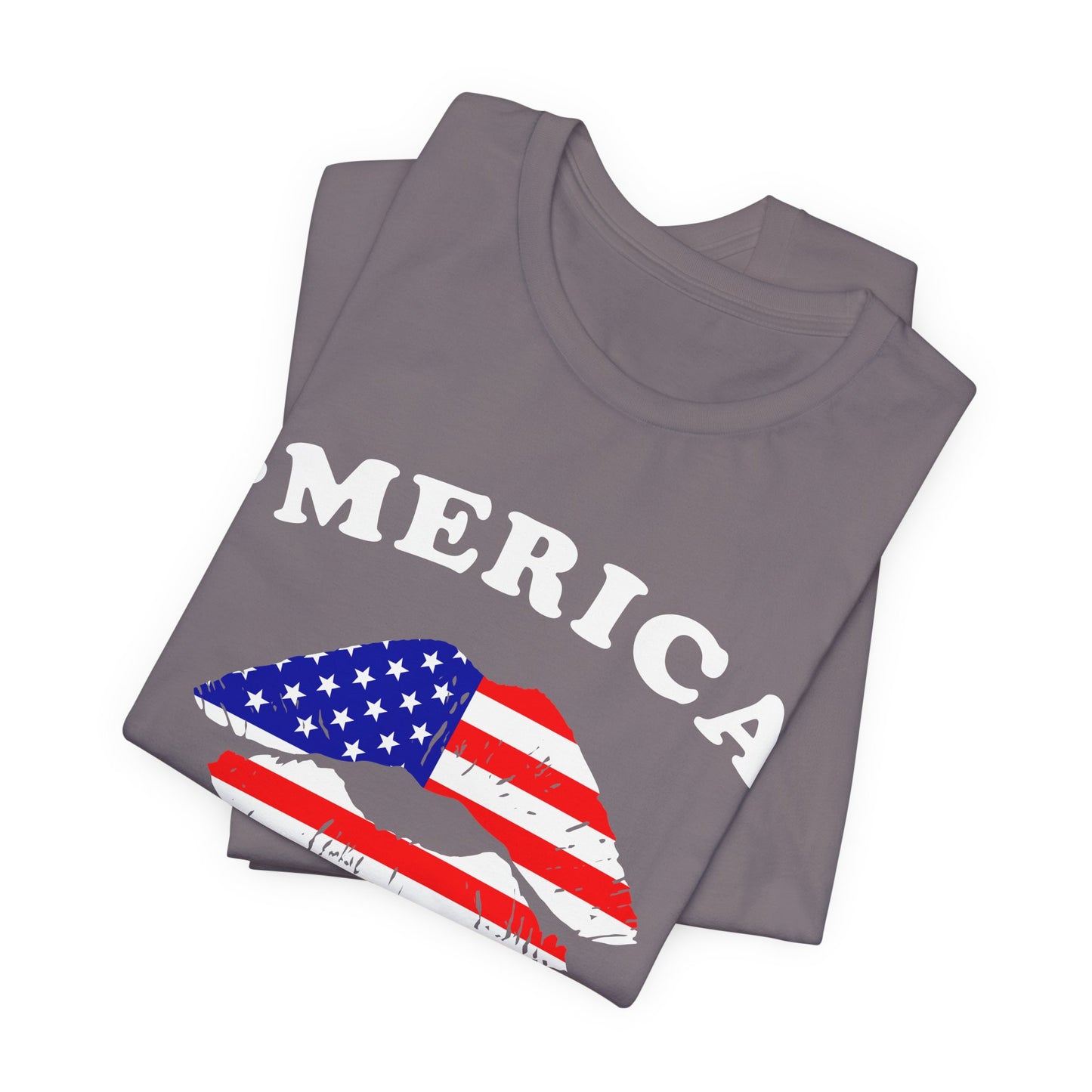 American Flag Lip Graphic Unisex Cotton T-Shirt a9