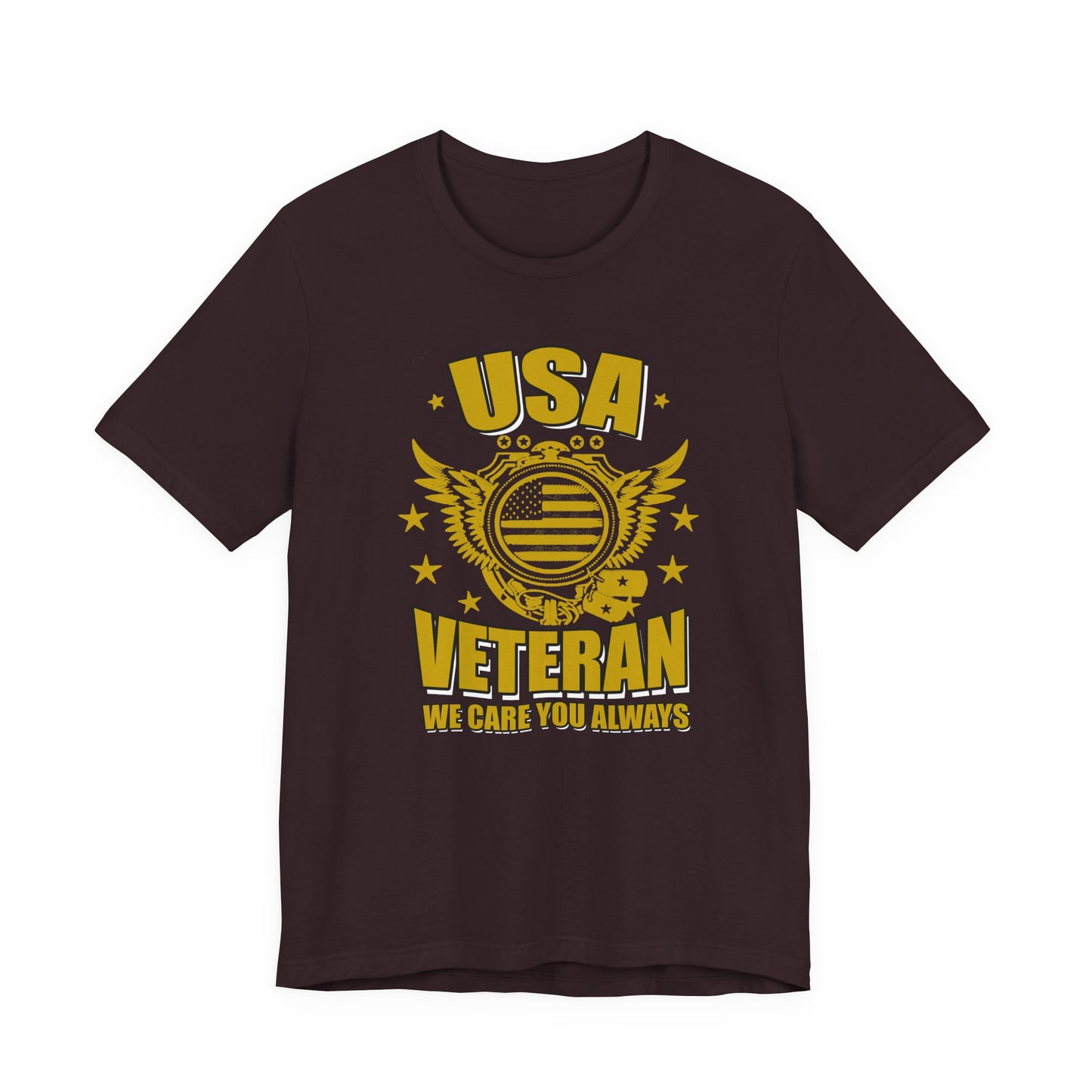 USA Veteran T-Shirt Military Emblem Winged Badge Stars Unisex Cotton v59