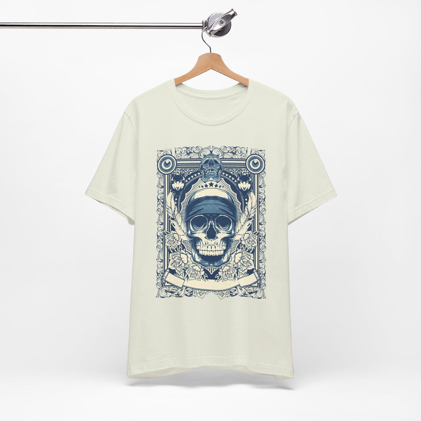 Skull Crown Graphic Tee Vintage Ornate Skull Illustration Rock Band T-Shirt