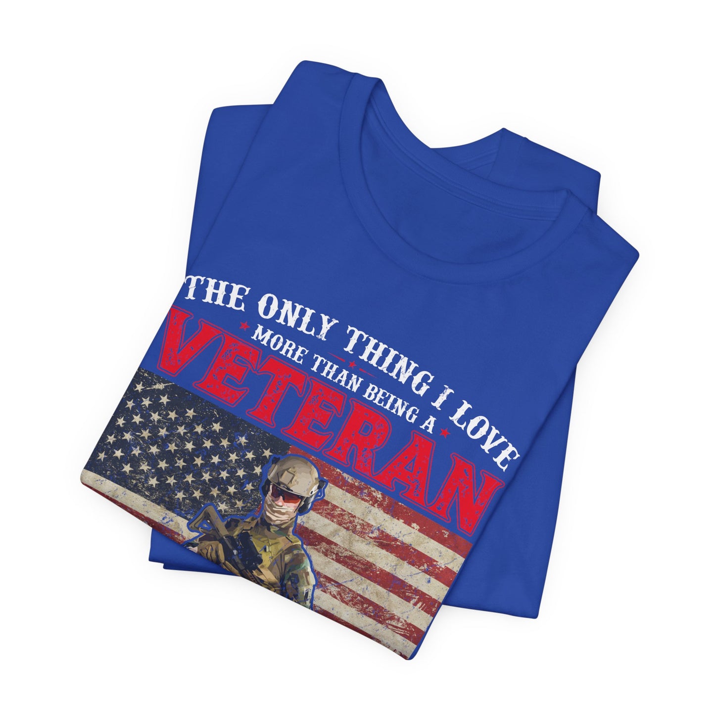 Veteran with American Flag Papa T-Shirt Military Grandpa Unisex Cotton Tee v30