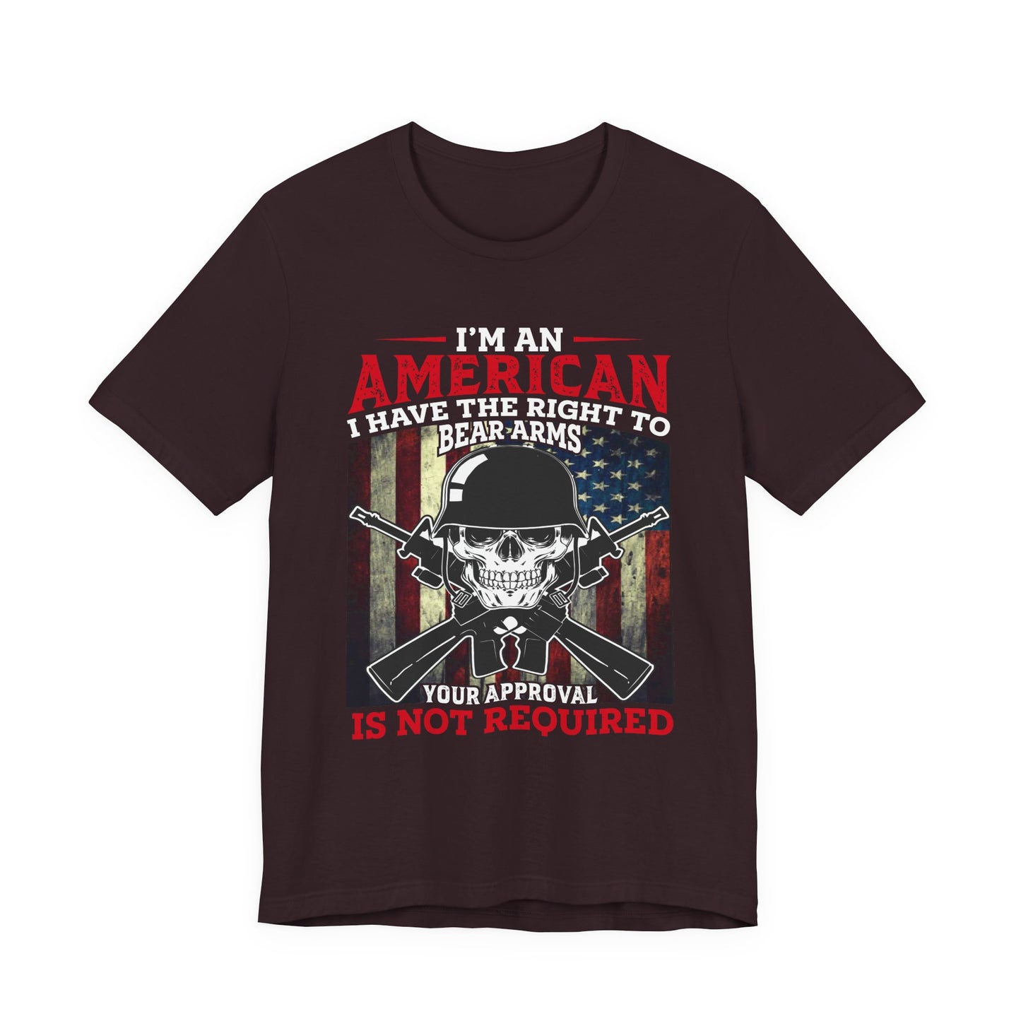 American Skull with Guns T-Shirt 2nd Amendment Flag Unisex Cotton Tee v29