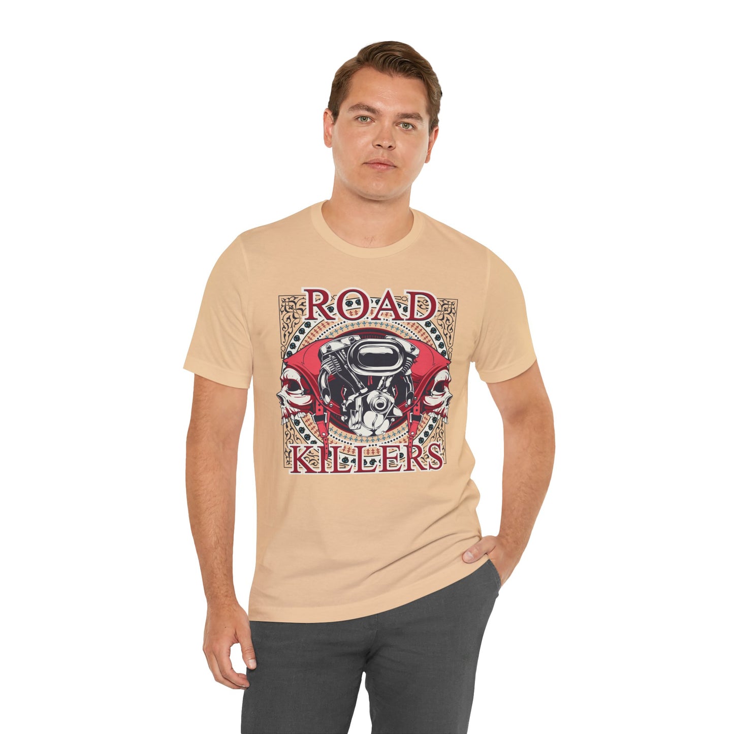 Dark Road Motorcycle Helmet Skull Tee Biker graphic t-shirt G-1