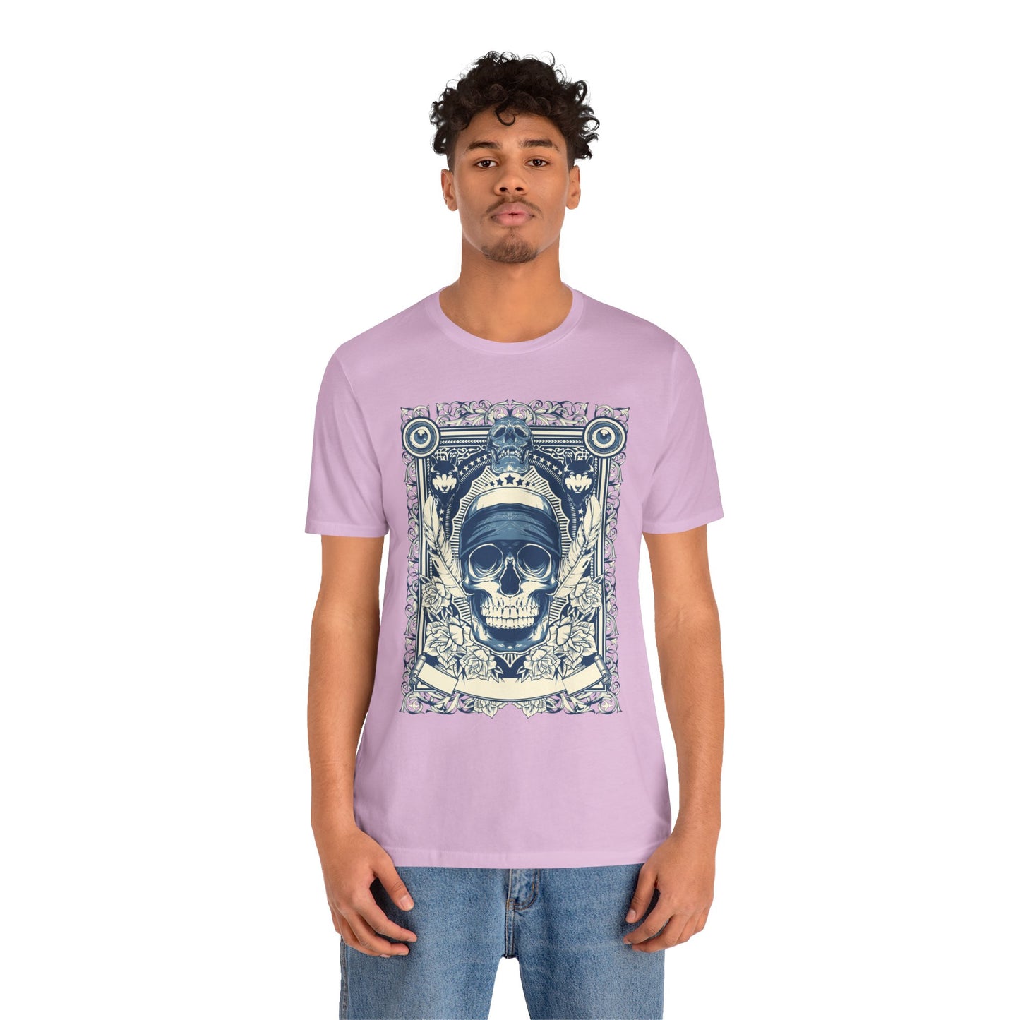 Skull Crown Graphic Tee Vintage Ornate Skull Illustration Rock Band T-Shirt