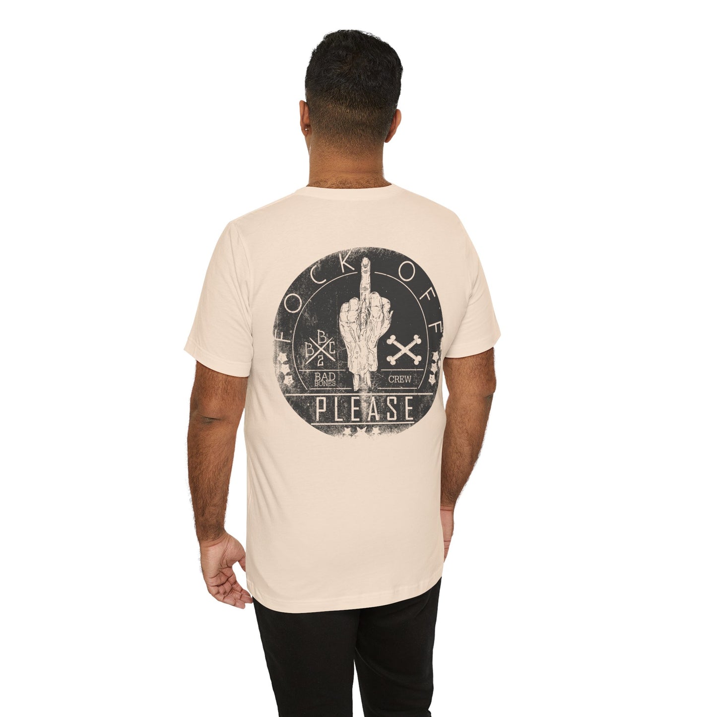 Fk Off Please tee Graphic Middle Finger Skull Design T-Shirt A-11