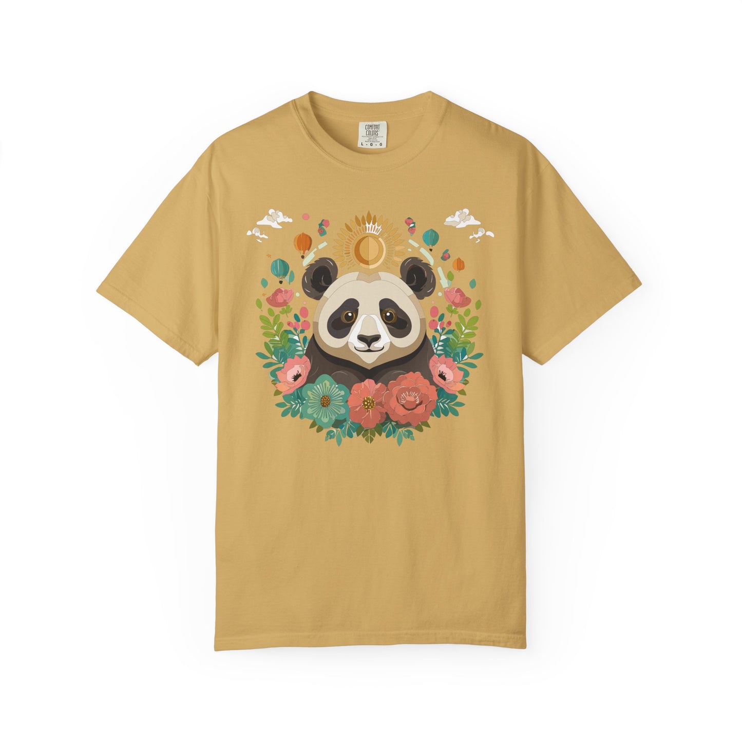 Panda Portrait T-Shirt Unisex Cotton Floral Chinese Graphic Circle Animal Art Tee p4