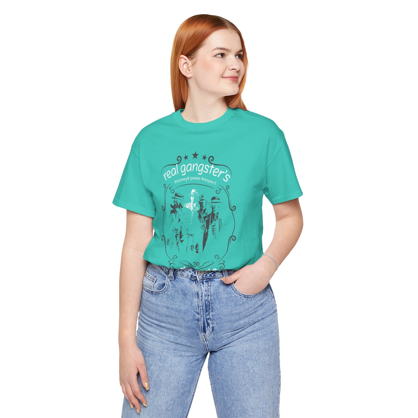 Real Gangsters Don't Die T-Shirt Vintage Outlaw Illustration Retro Biker Tee A-3