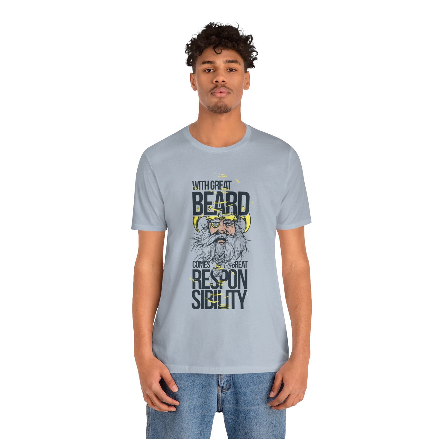 With Great Beard Comes Great Responsibility Tee Viking Beard Graphic Shirt A-2