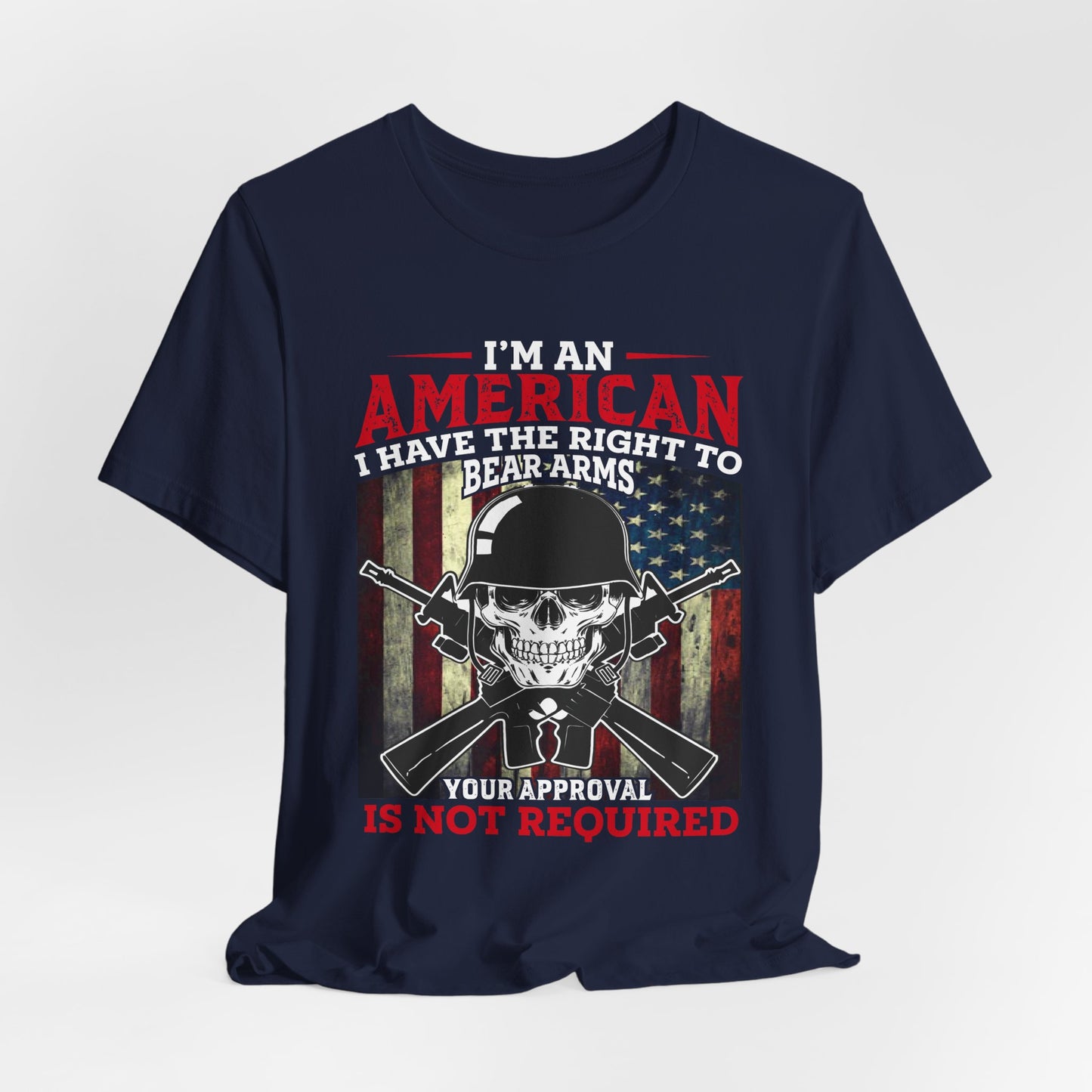 American Skull with Guns T-Shirt 2nd Amendment Flag Unisex Cotton Tee v29